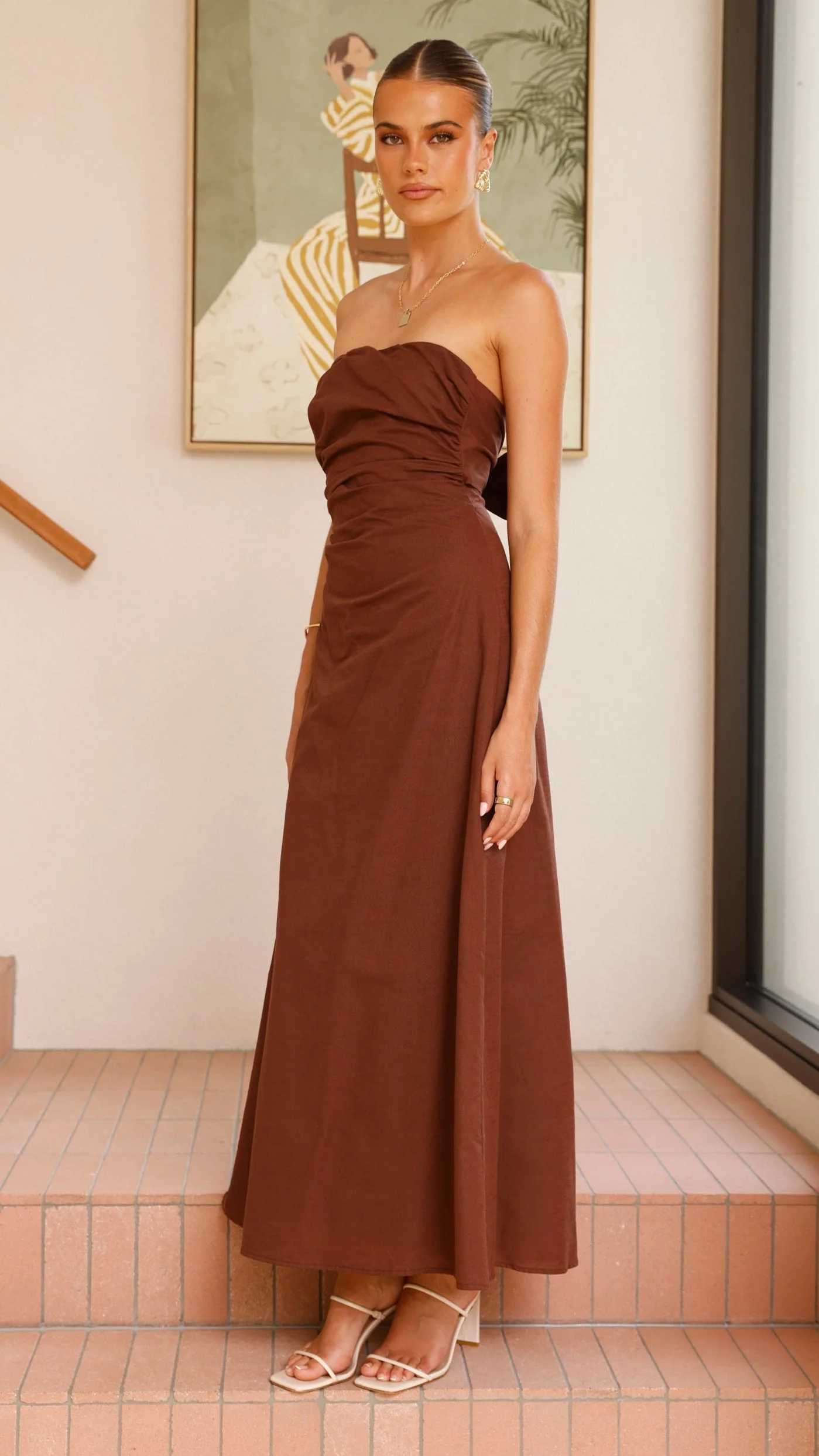 Bolivia Strapless Midi Dress - Chocolate