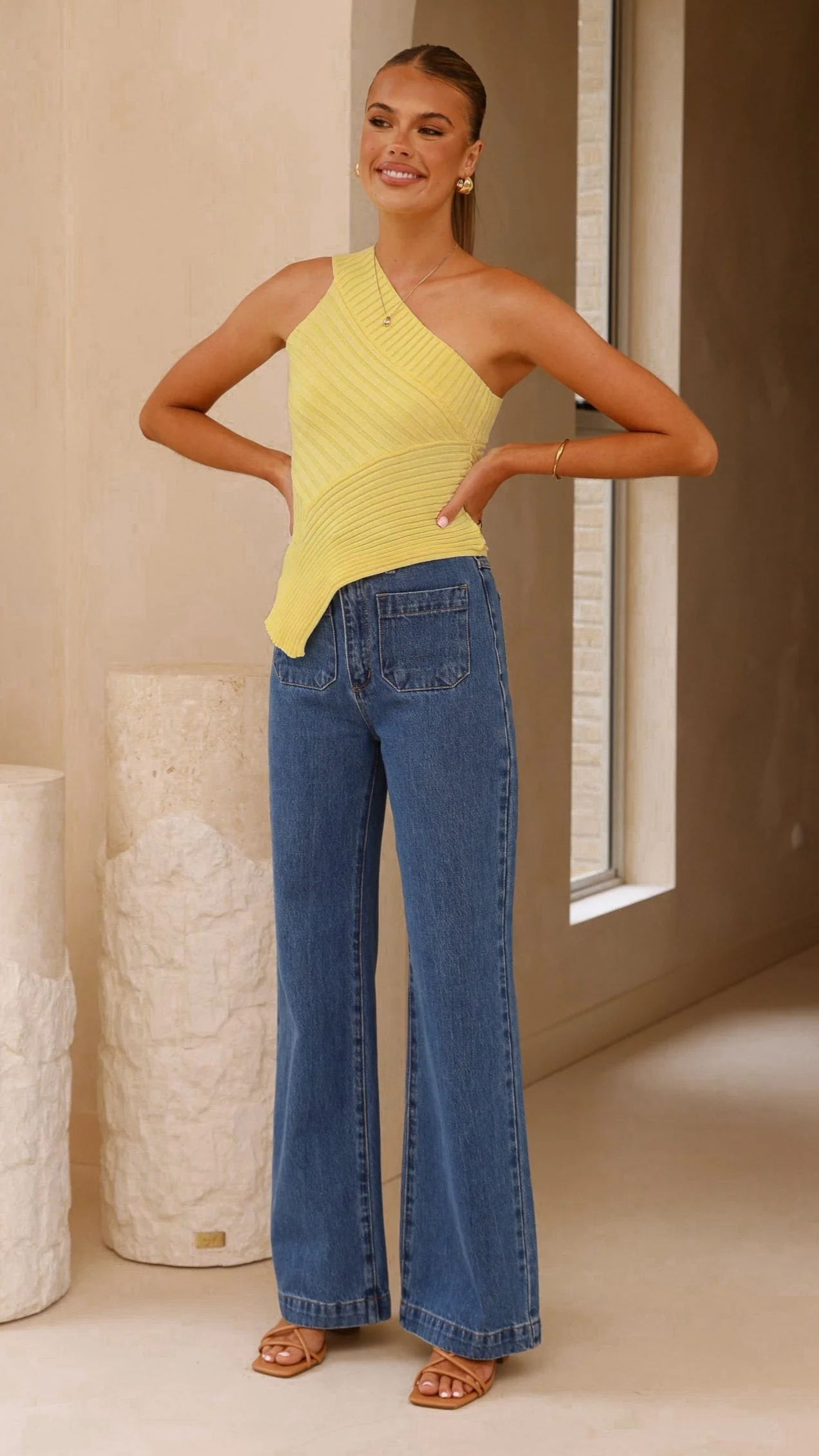 Alyssia One Shoulder Top - Yellow