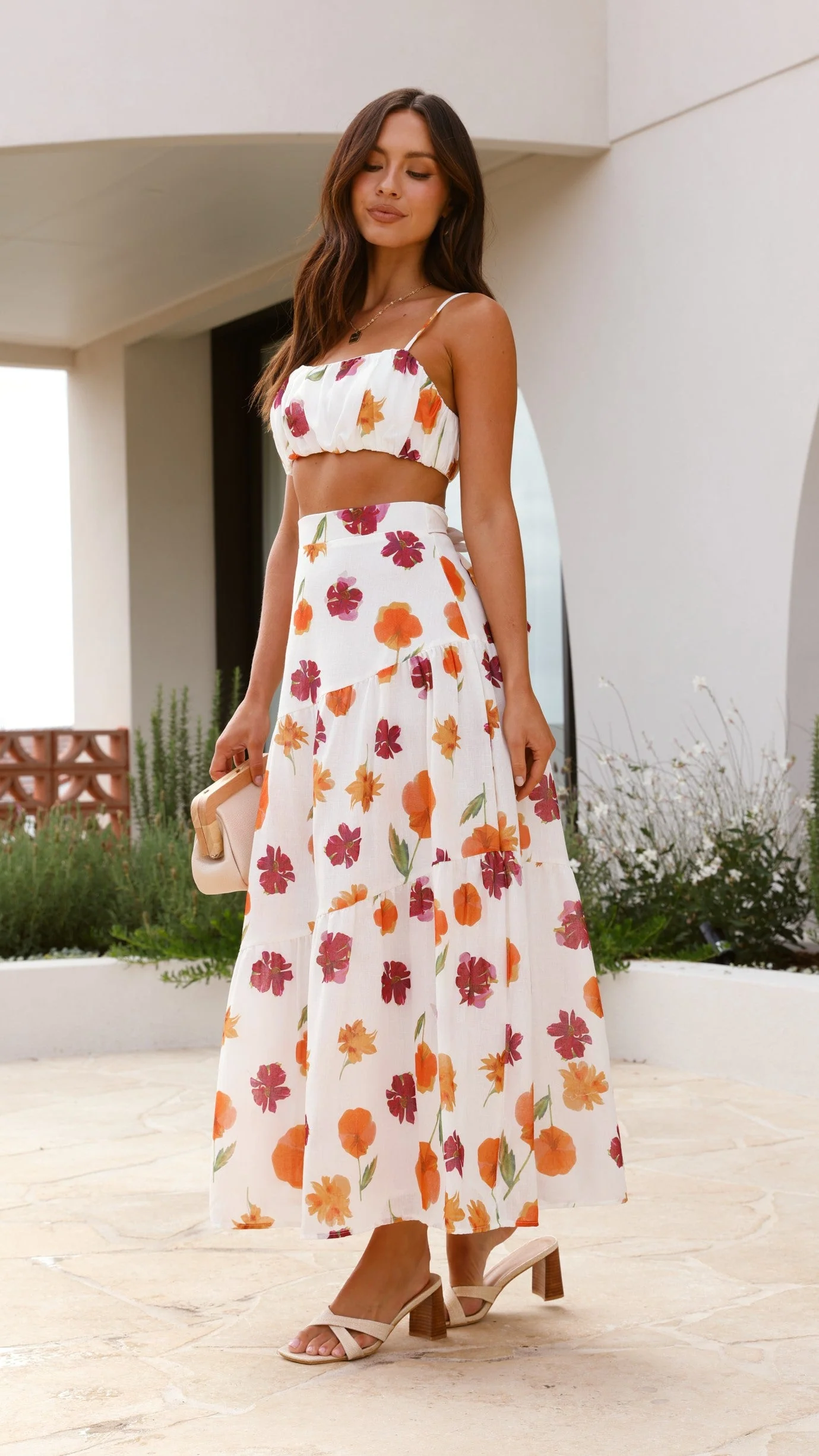 Saraya Top and Skirt Set - Springtime Print