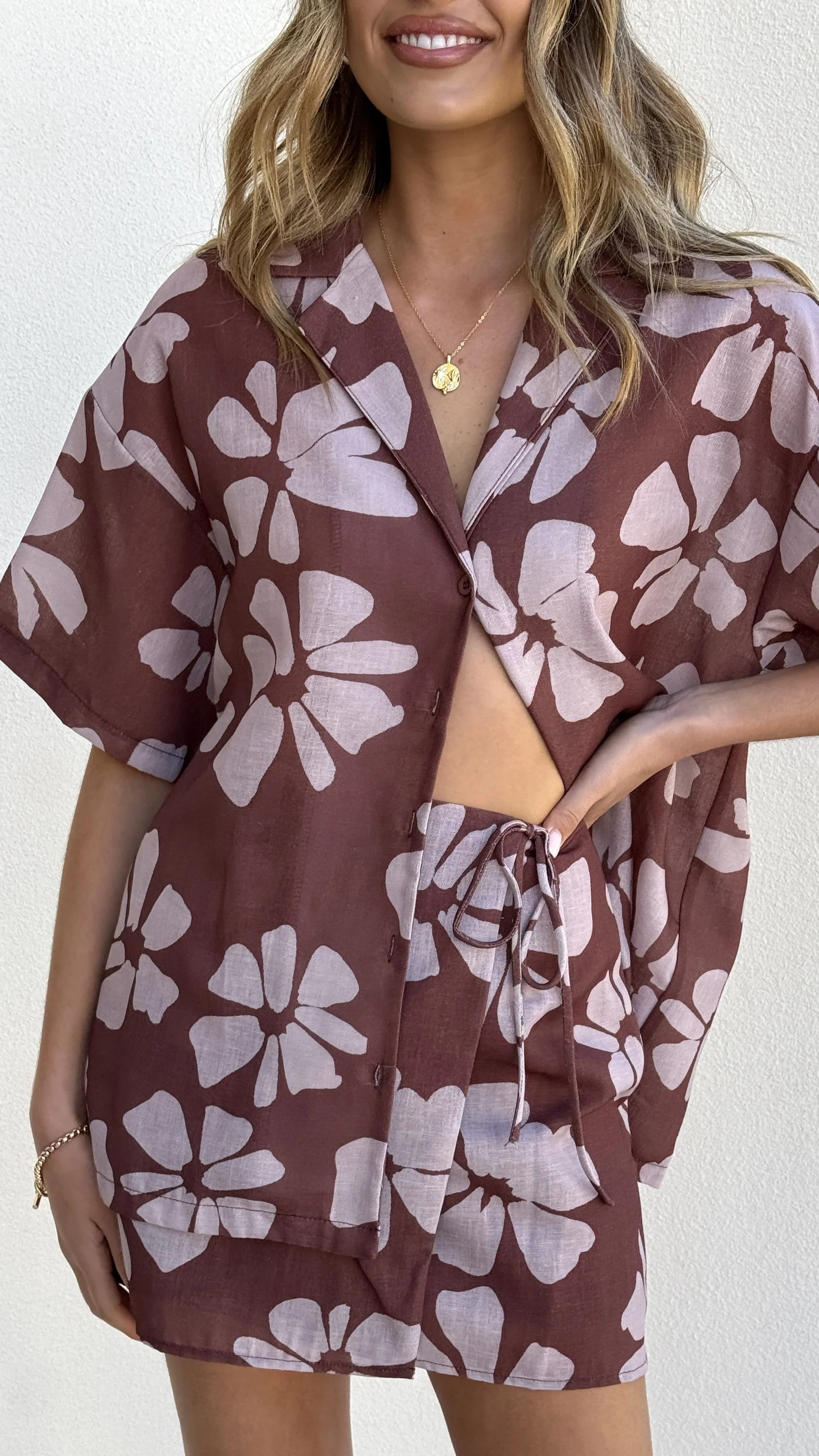 Abilene Wrap Skirt - Brown Daylillies