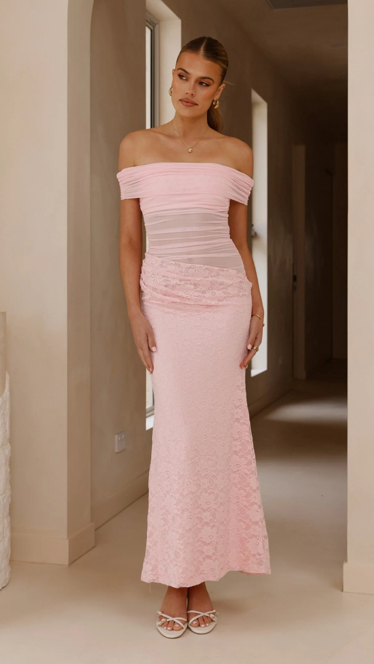 Tiarna Off The Shoulder Maxi Dress - Pink