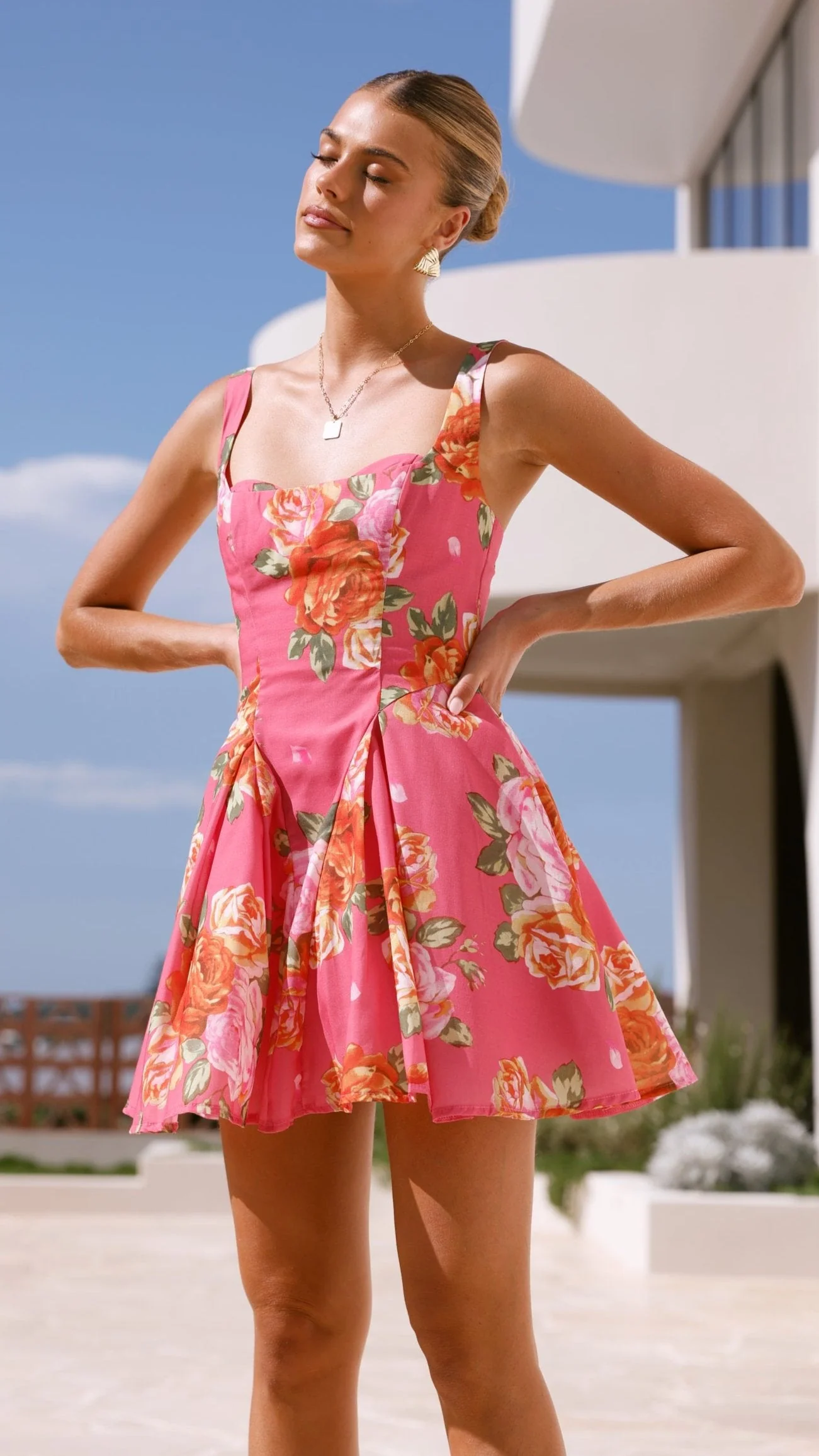 Oksana Mini Dress - Pink Floral