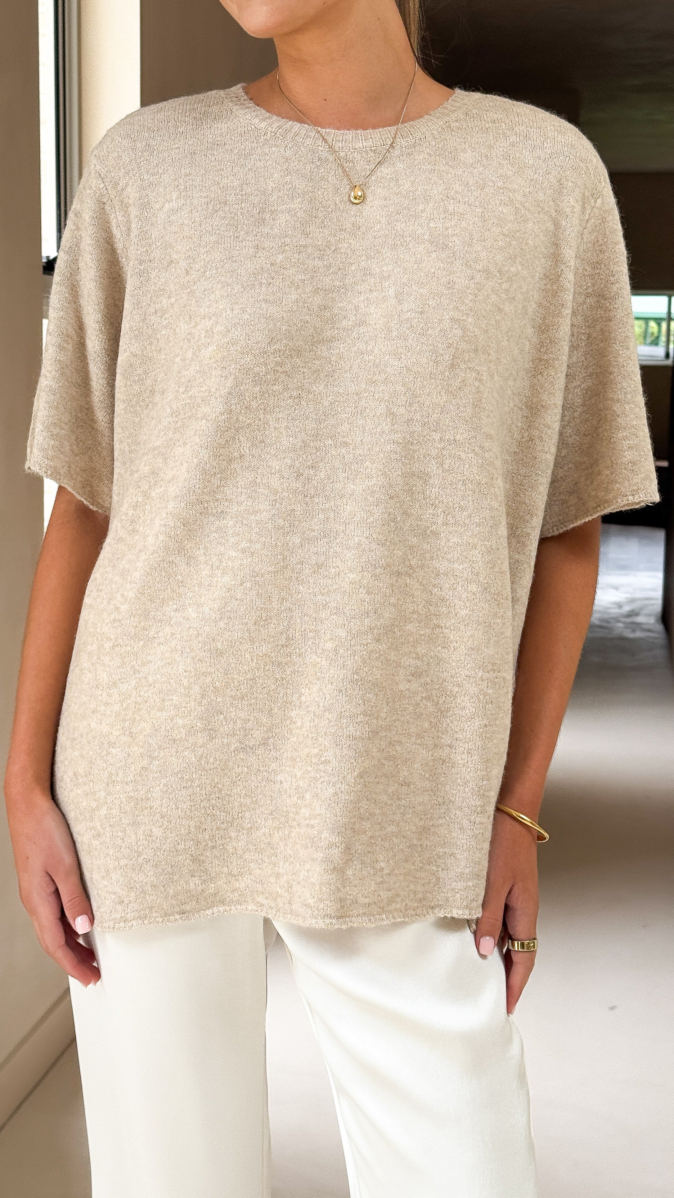Tahlia Knit Top - Oatmeal