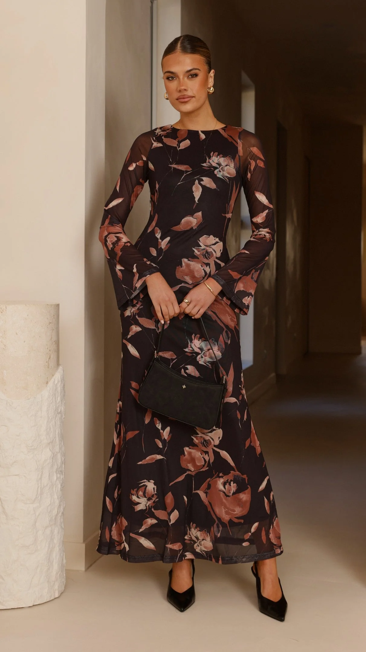 Koah Long Sleeve Maxi Dress - Flower Print