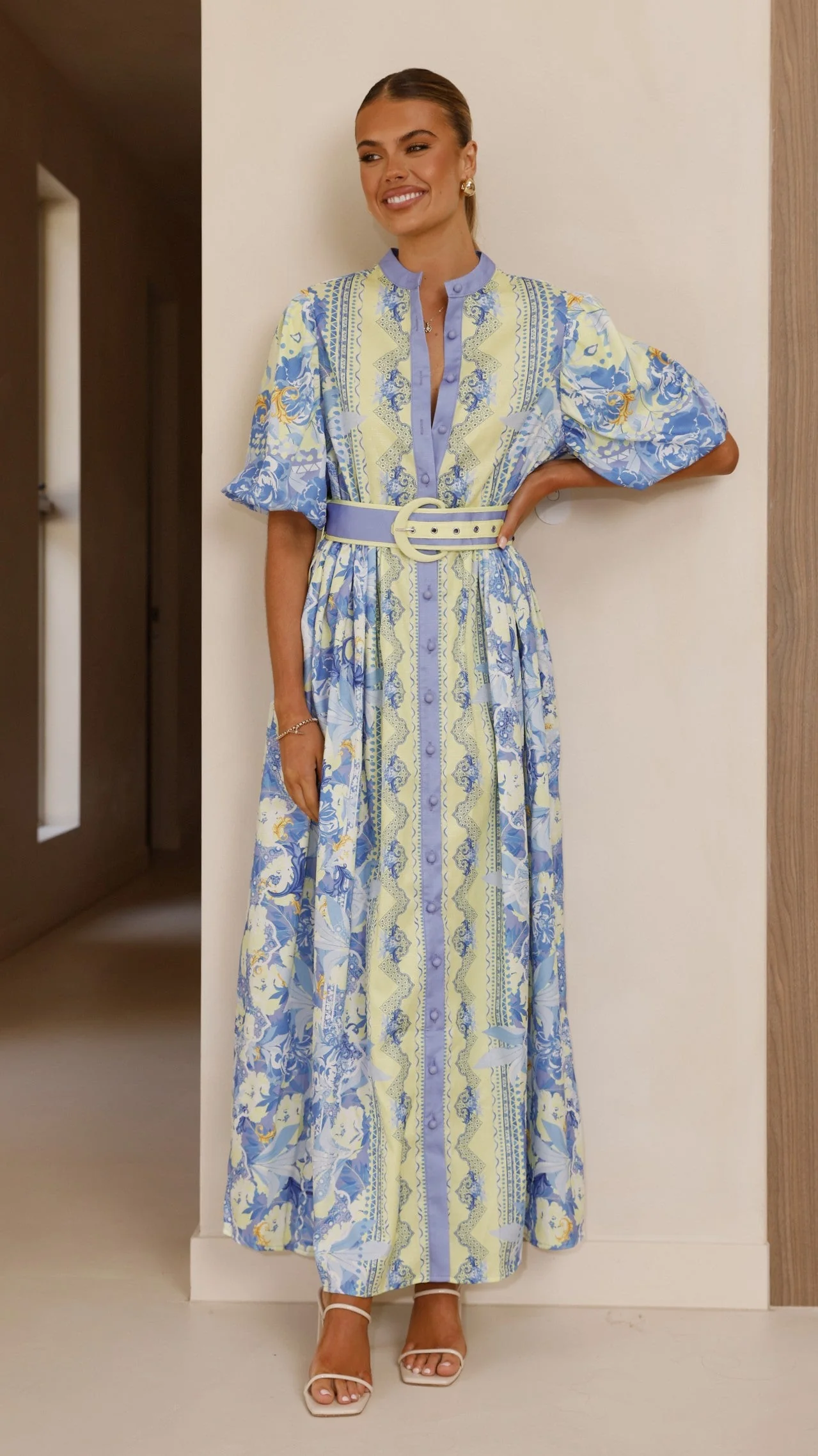 Claudelle Maxi Dress - Blue/Yellow