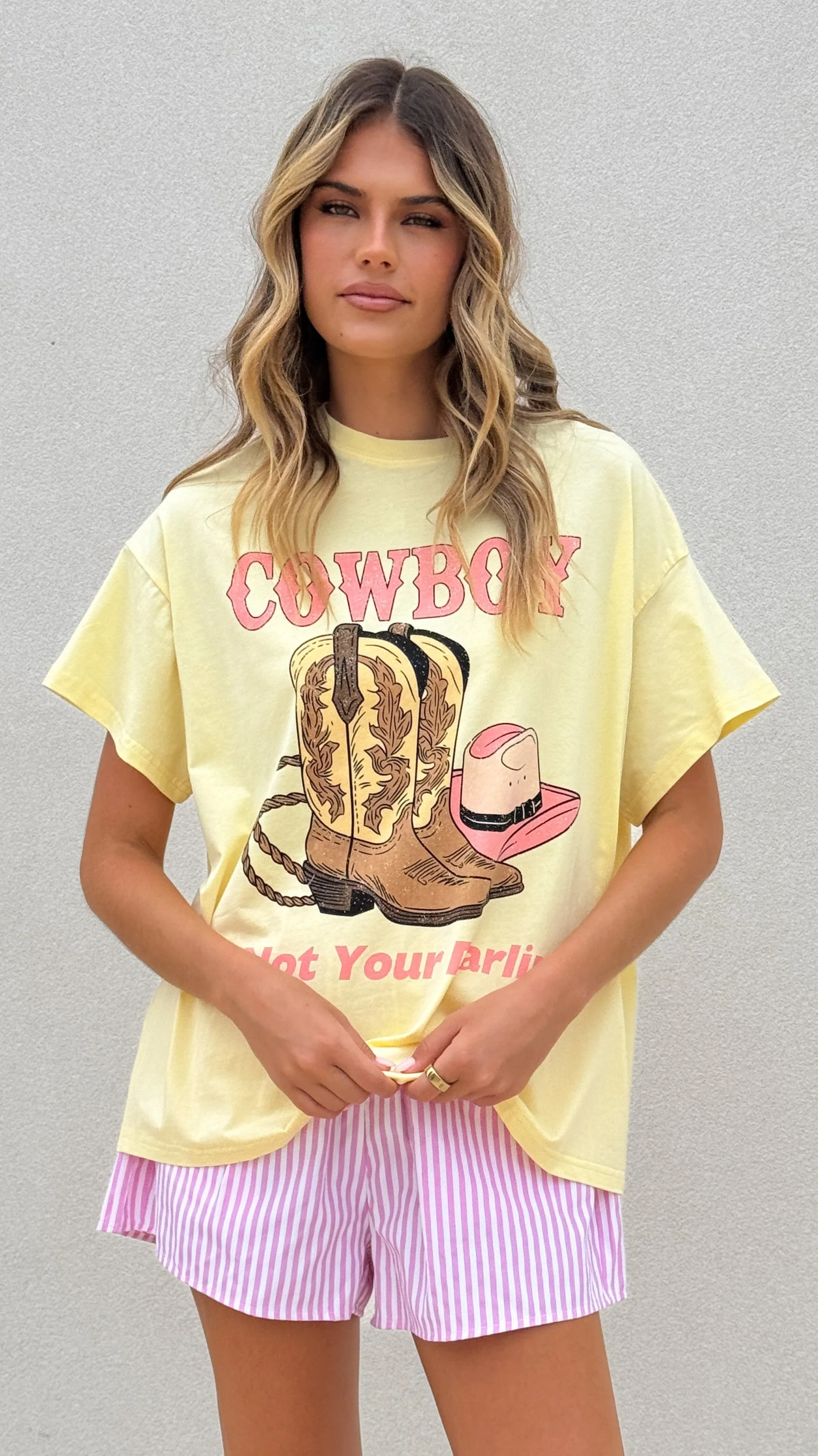 Not Your Darlin' Top & Shorts Set - Yellow/Pink