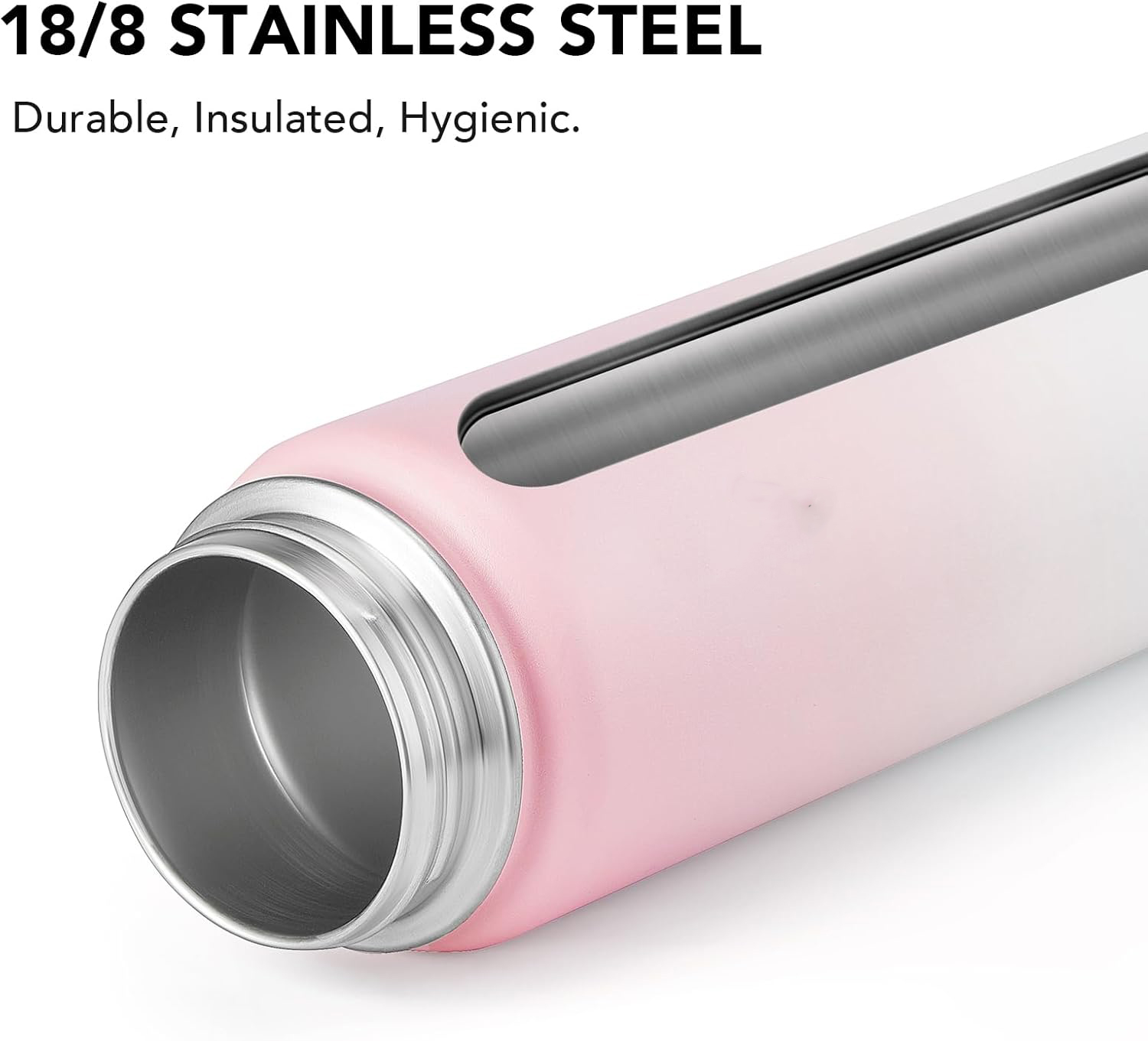 32 oz stainless steel water bottle with strap and straw