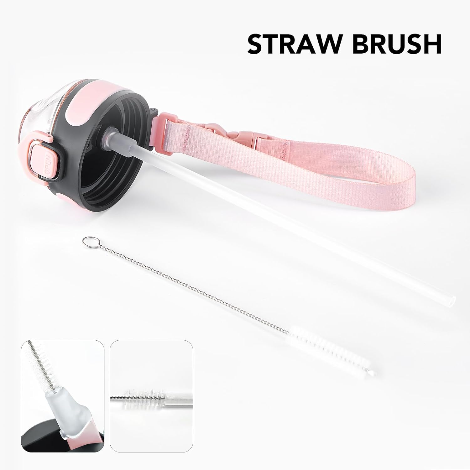 32 oz stainless steel water bottle with strap and straw