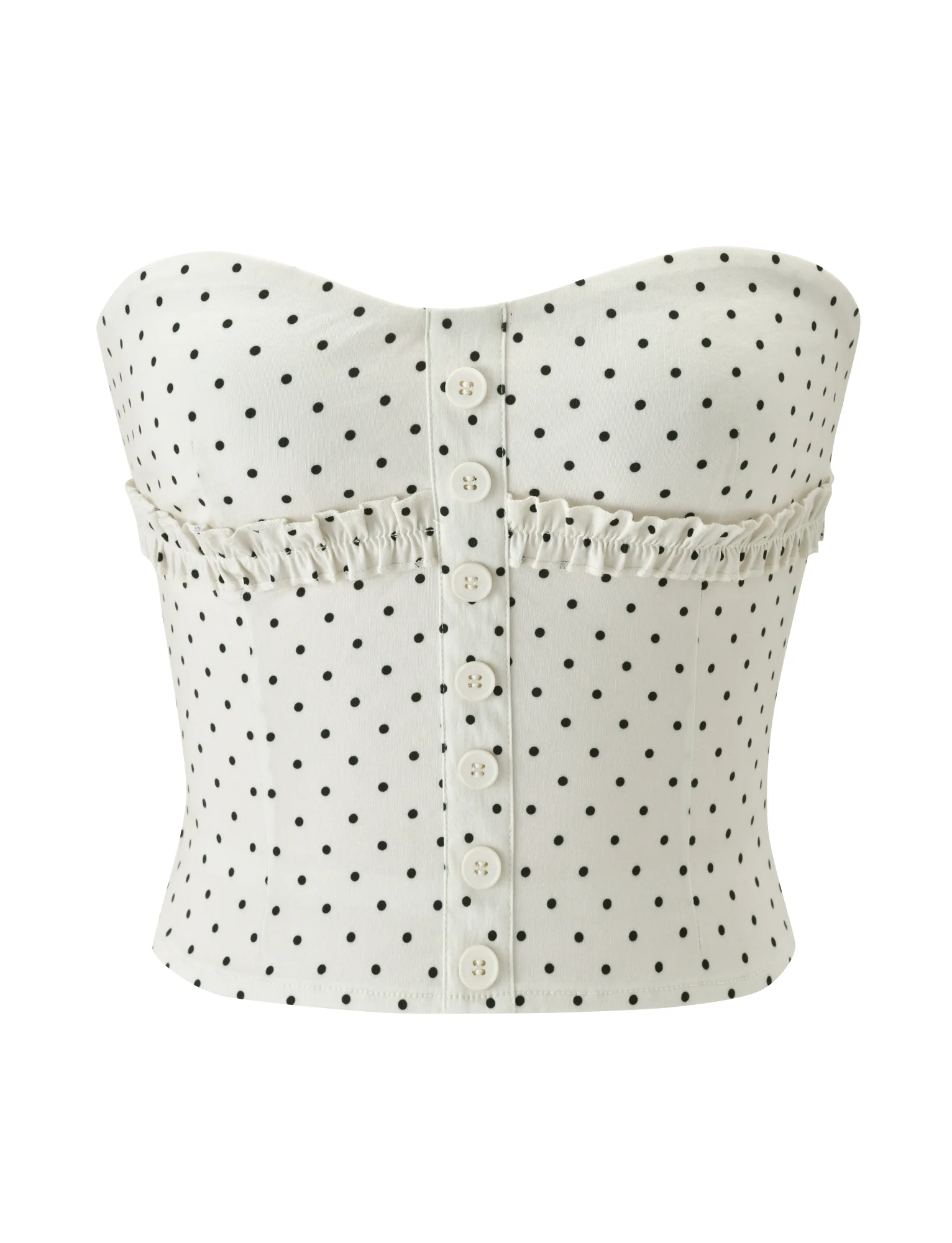 KITTIE STRAPLESS CORSET - CREAM DOT
