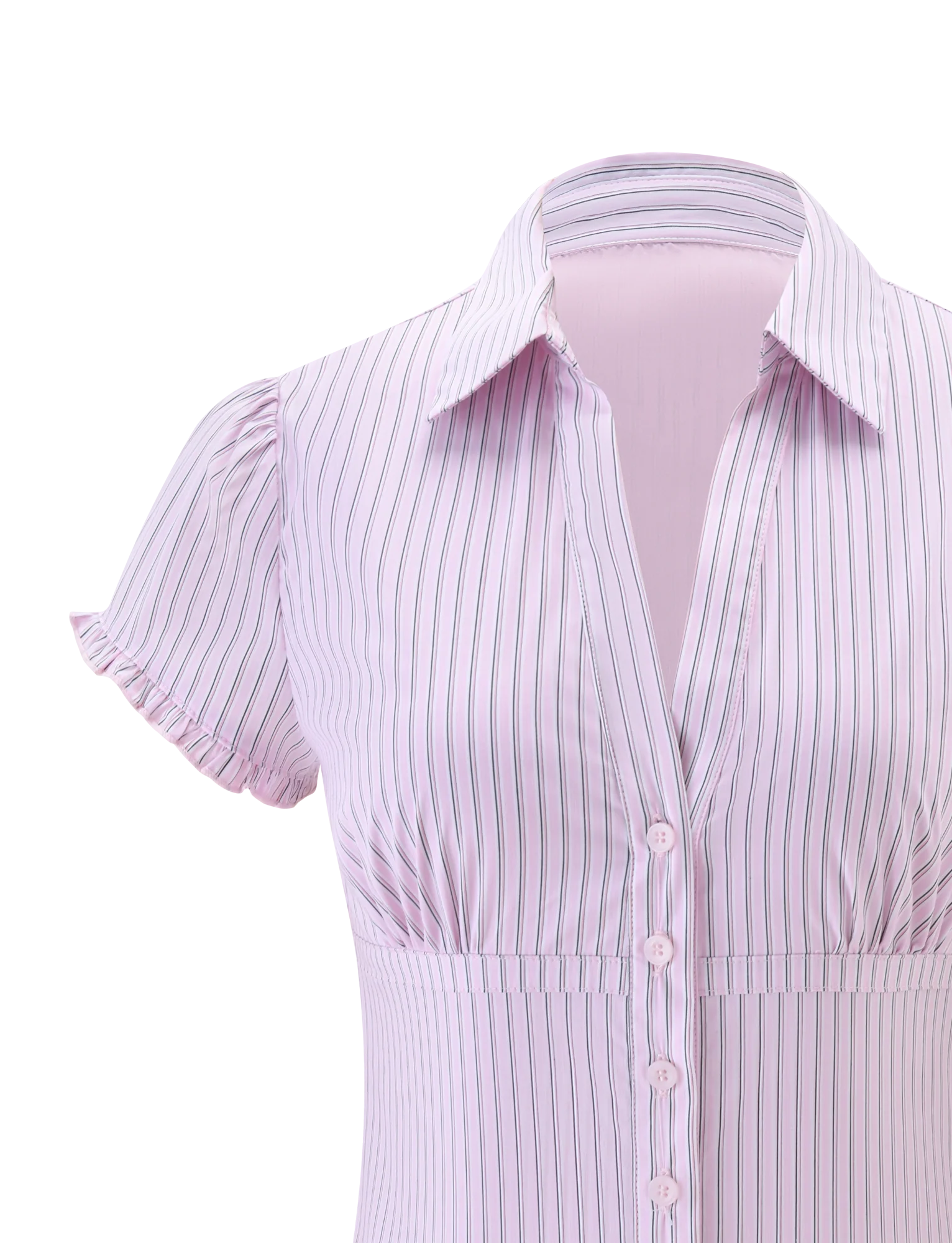 VALERIE SHORT SLEEVE SHIRT - PINK STRIPE