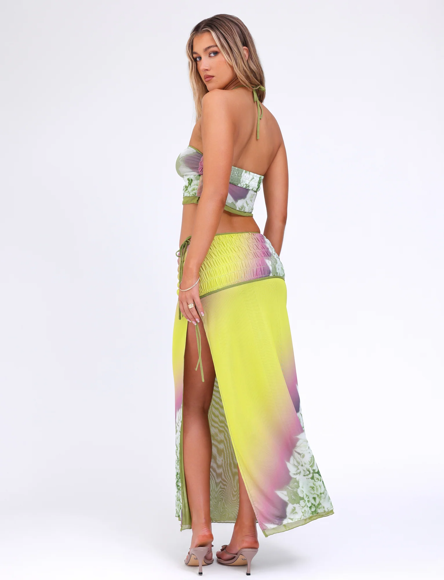 WAVERLY SKIRT - GREEN : FLORAL : STRIPE