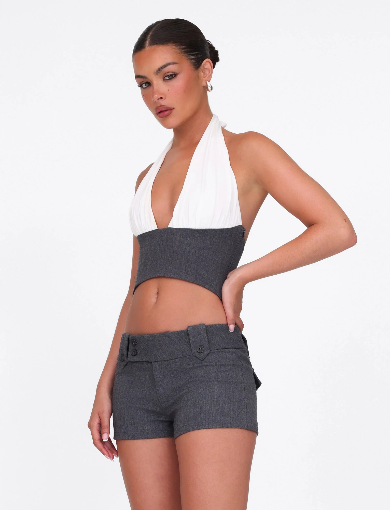 LOTUS TOP - CREAM : GREY