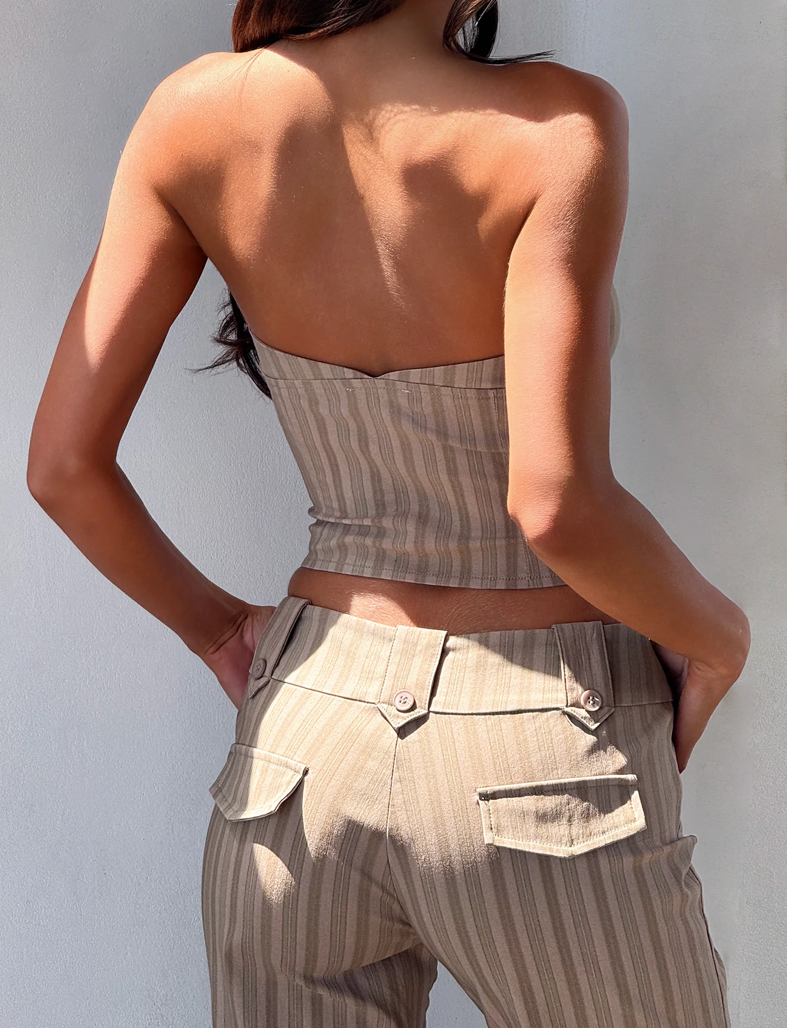 KITTIE STRAPLESS CORSET - TAUPE STRIPE