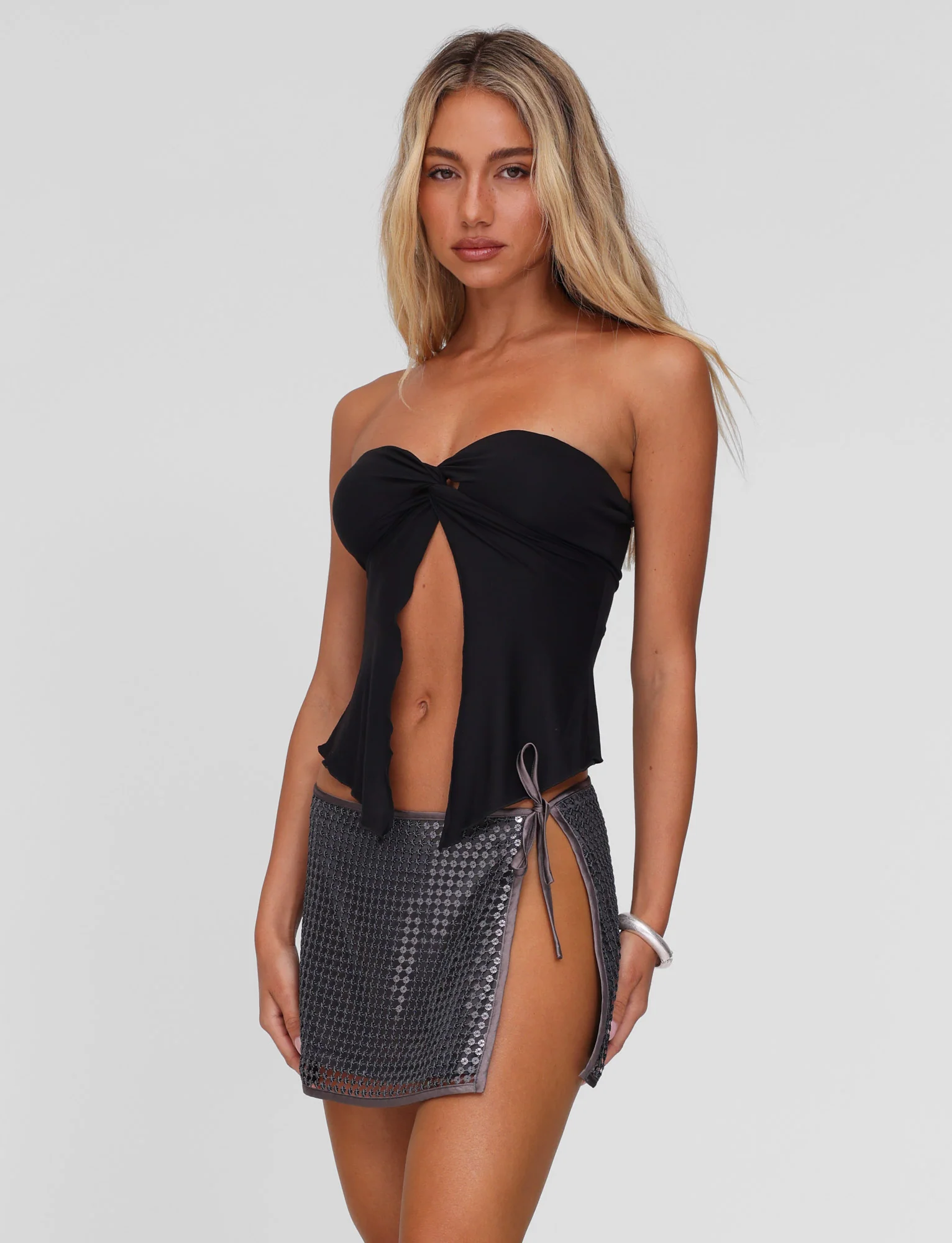 VERENA MINI SKIRT - STEEL GREY