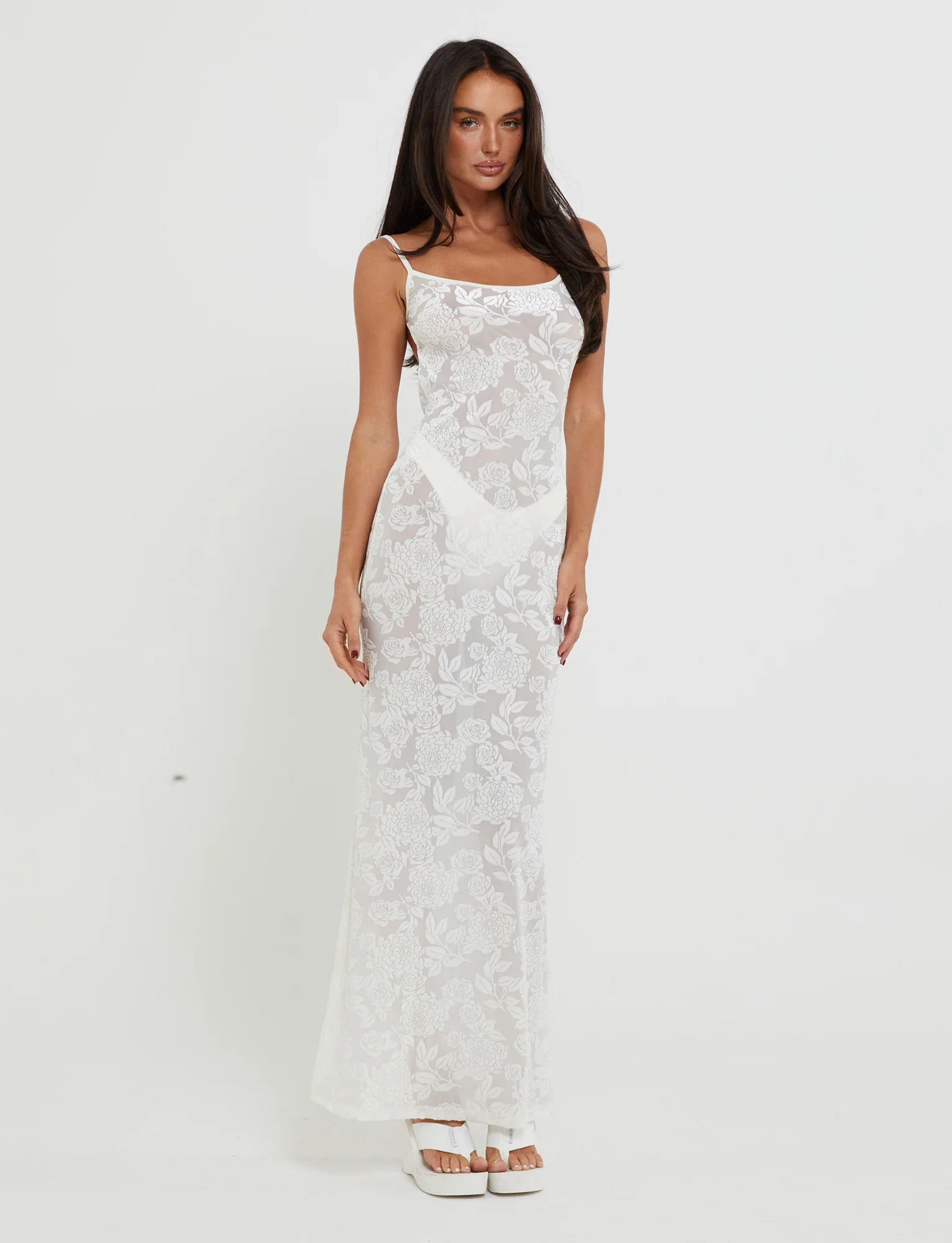 ZUZANNA DRESS - WHITE : BURN OUT : WHITE BURNOUT