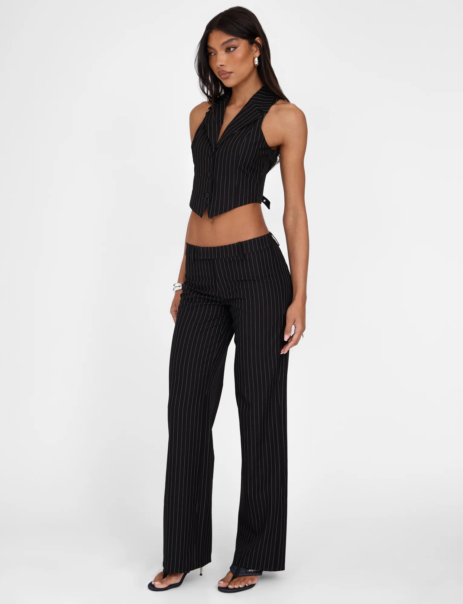 TAMARA PANT - BLACK : PINSTRIPE