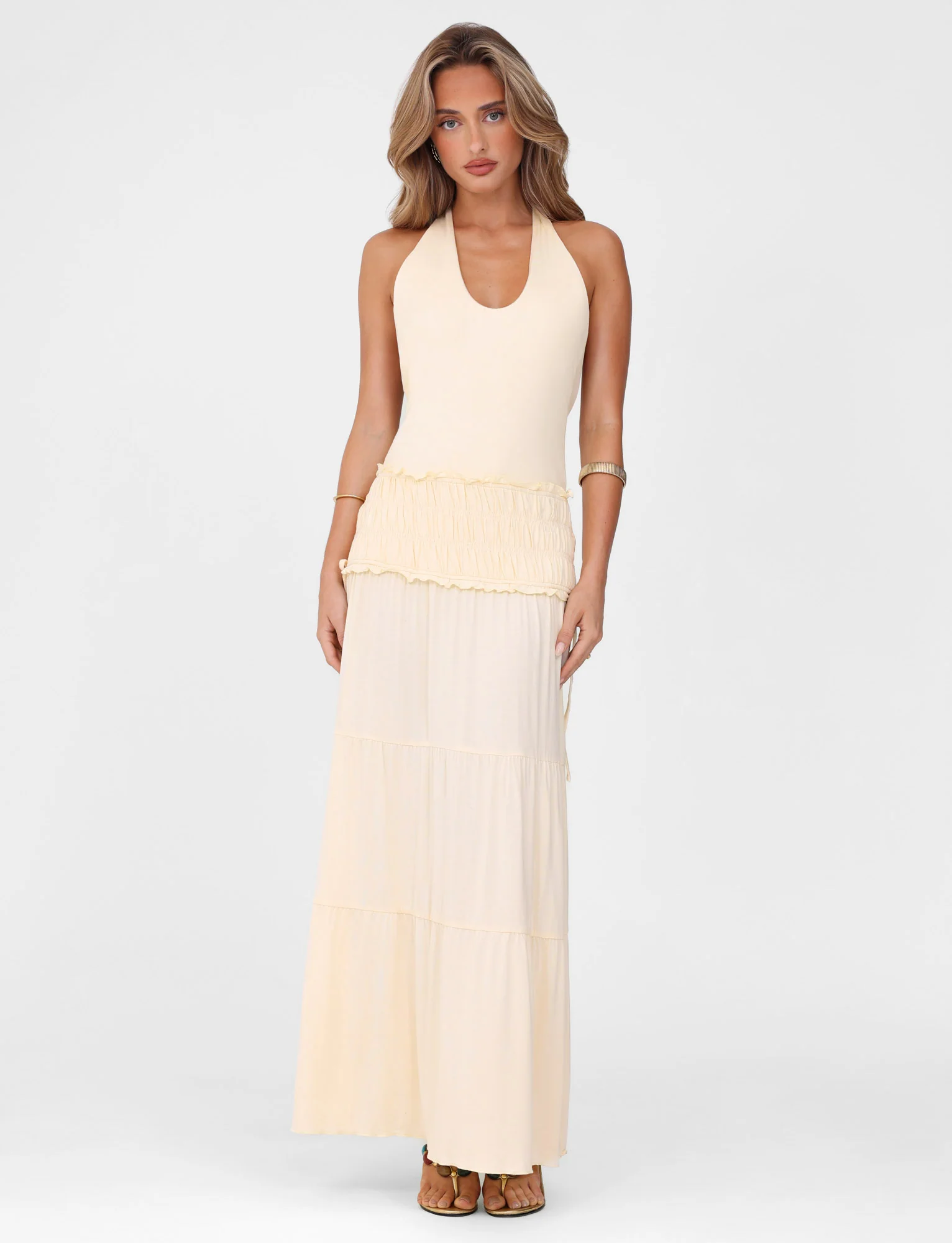 DENALI HALTER DRESS - NEUTRAL : BONE