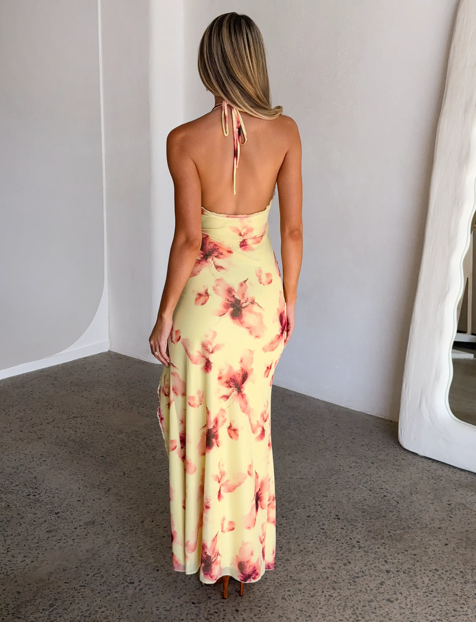 ALLEGRA MAXI DRESS - YELLOW WATERCOLOUR FLORAL