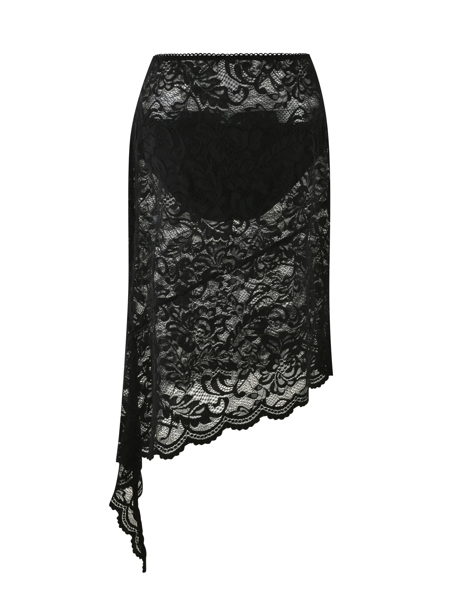 SIYA MIDI SKIRT - BLACK : LACE : BLACK LACE