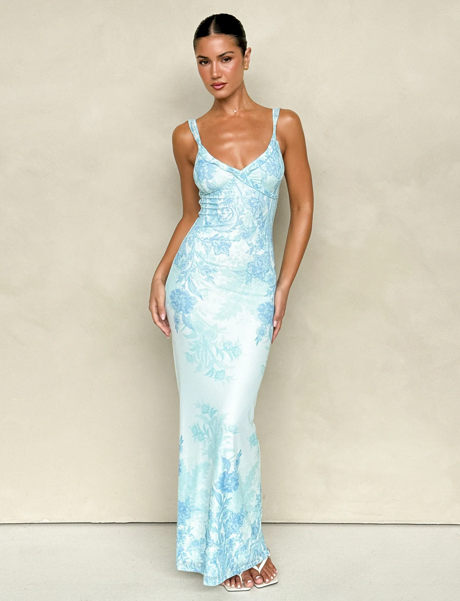 GUILIANNA FRILL MAXI DRESS - BLUE : FLORAL : TAPESTRY