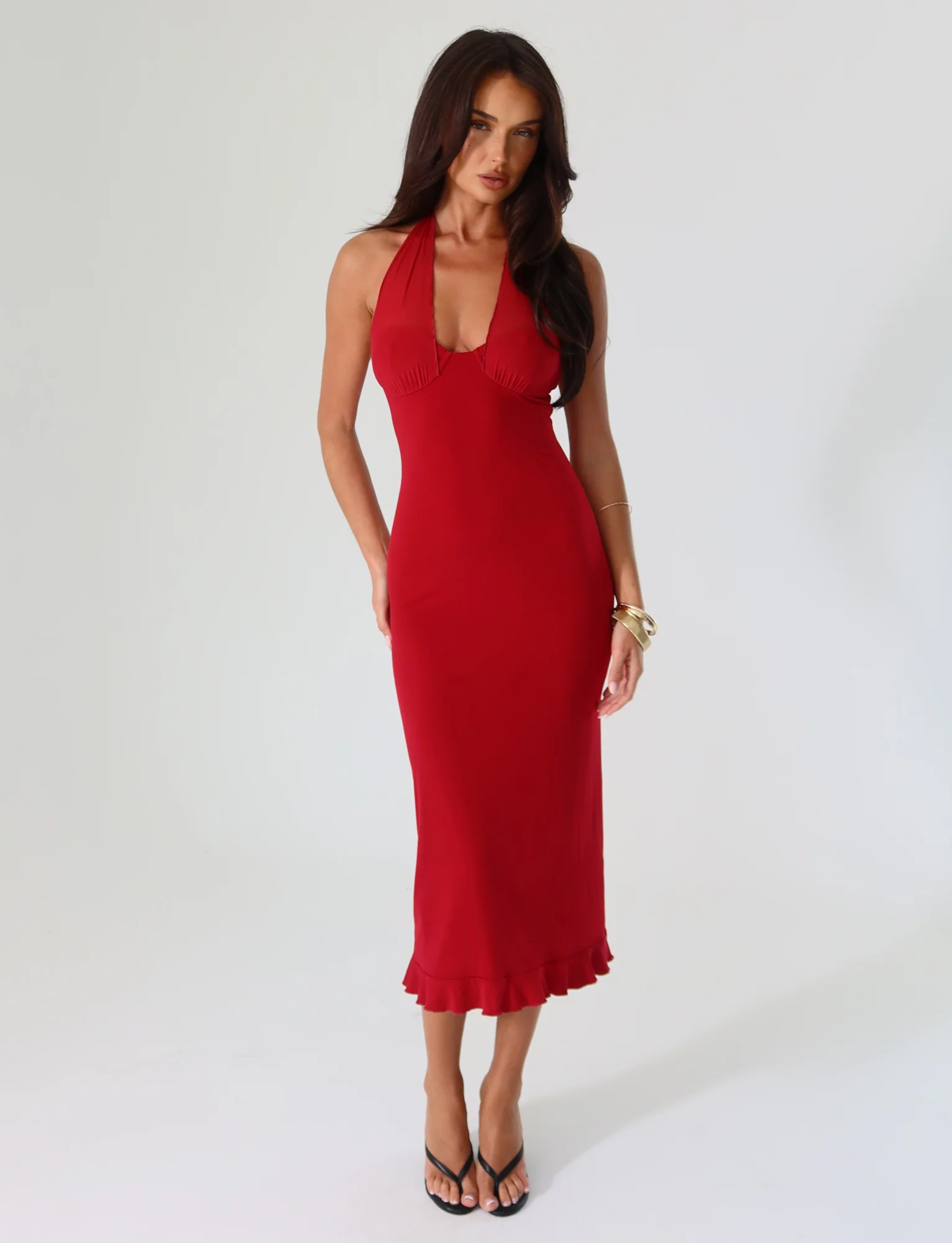 GRANGER MIDI DRESS - RED : CHERRY RED