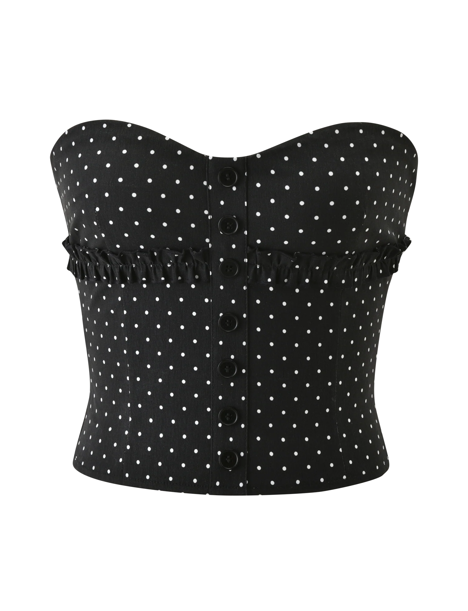 KITTIE STRAPLESS CORSET - BLACK DOT