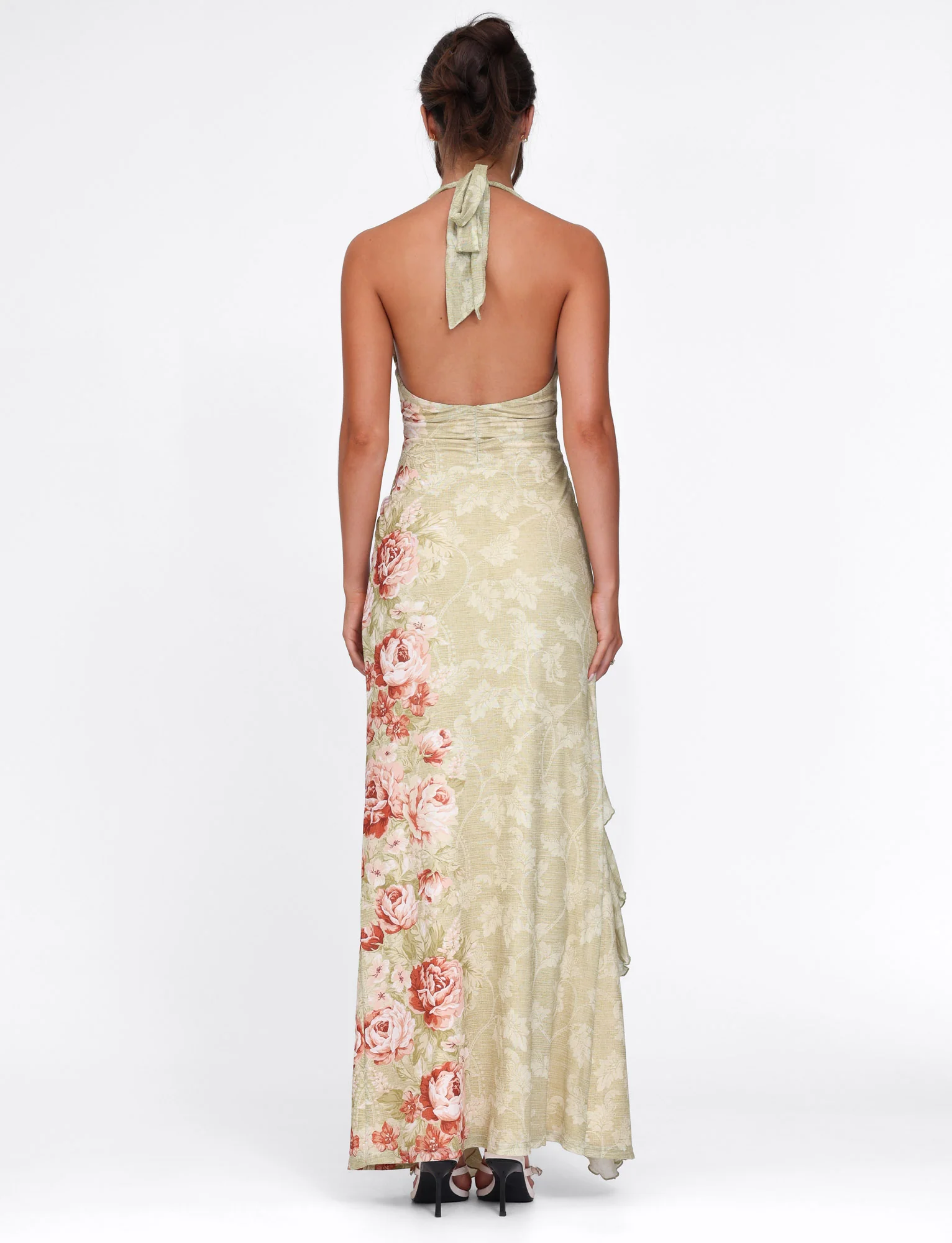 SIRENA MAXI DRESS - YELLOW : FLORAL : ROSE STRIPE