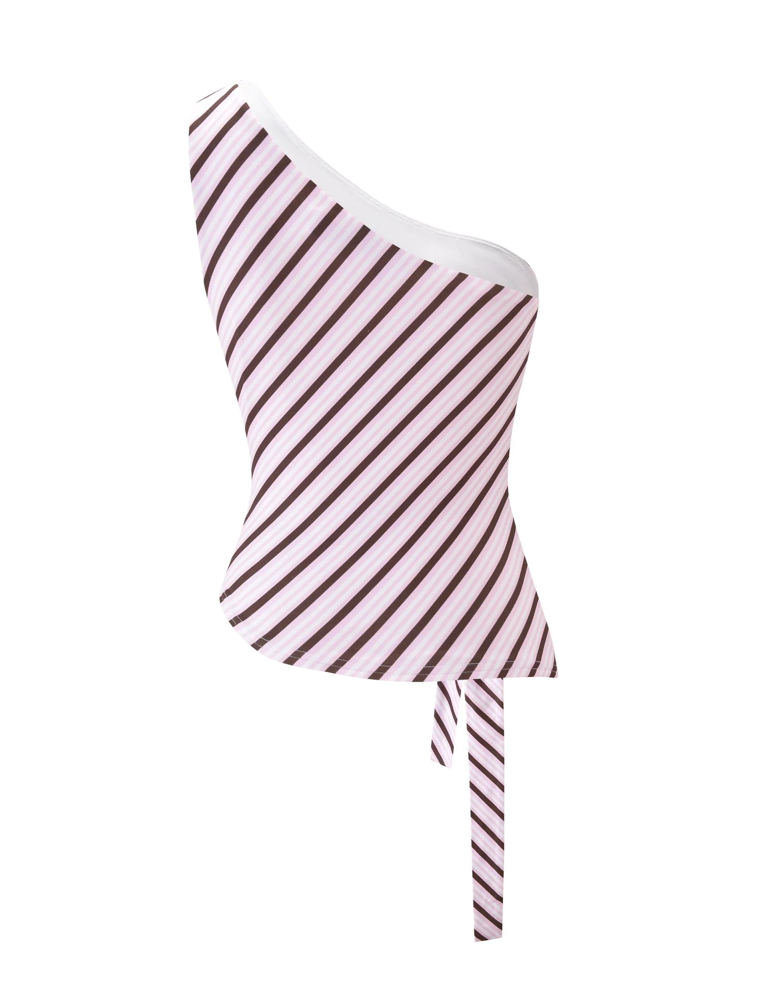 LYLE ONE SHOULDER TOP - PINK STRIPE