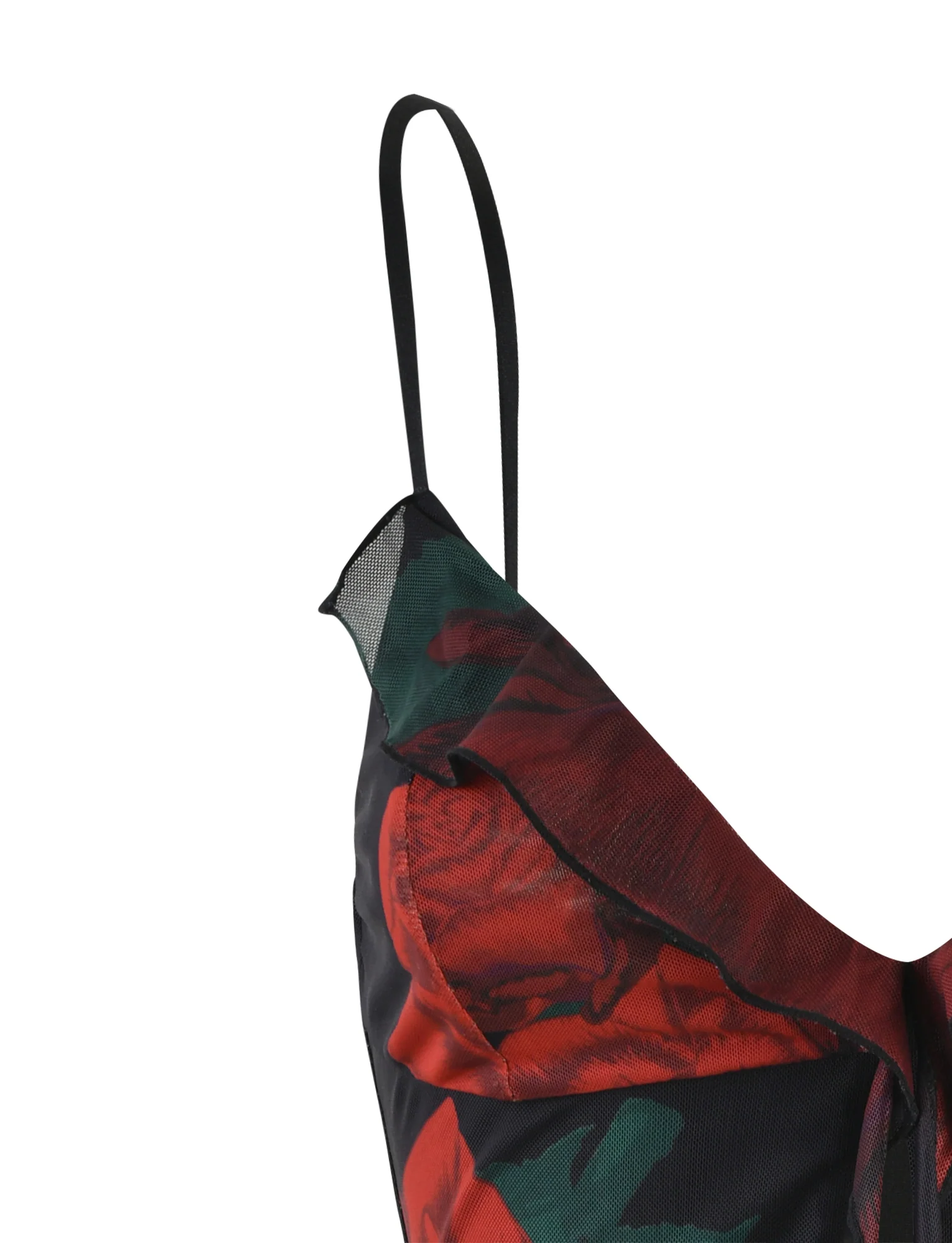 CARLY DRESS - BLACK : MACRO ROSE- RED ROSE