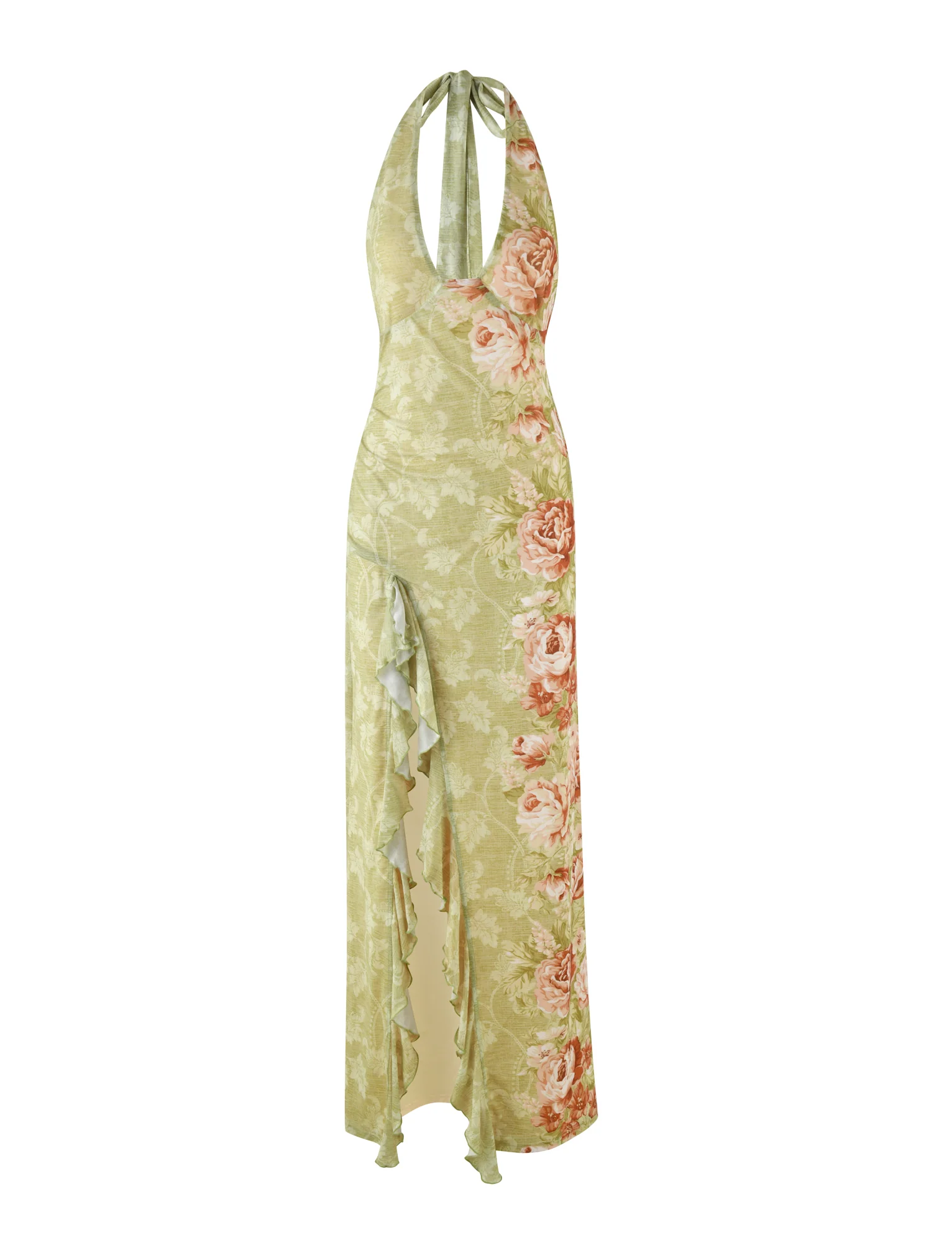 SIRENA MAXI DRESS - YELLOW : FLORAL : ROSE STRIPE