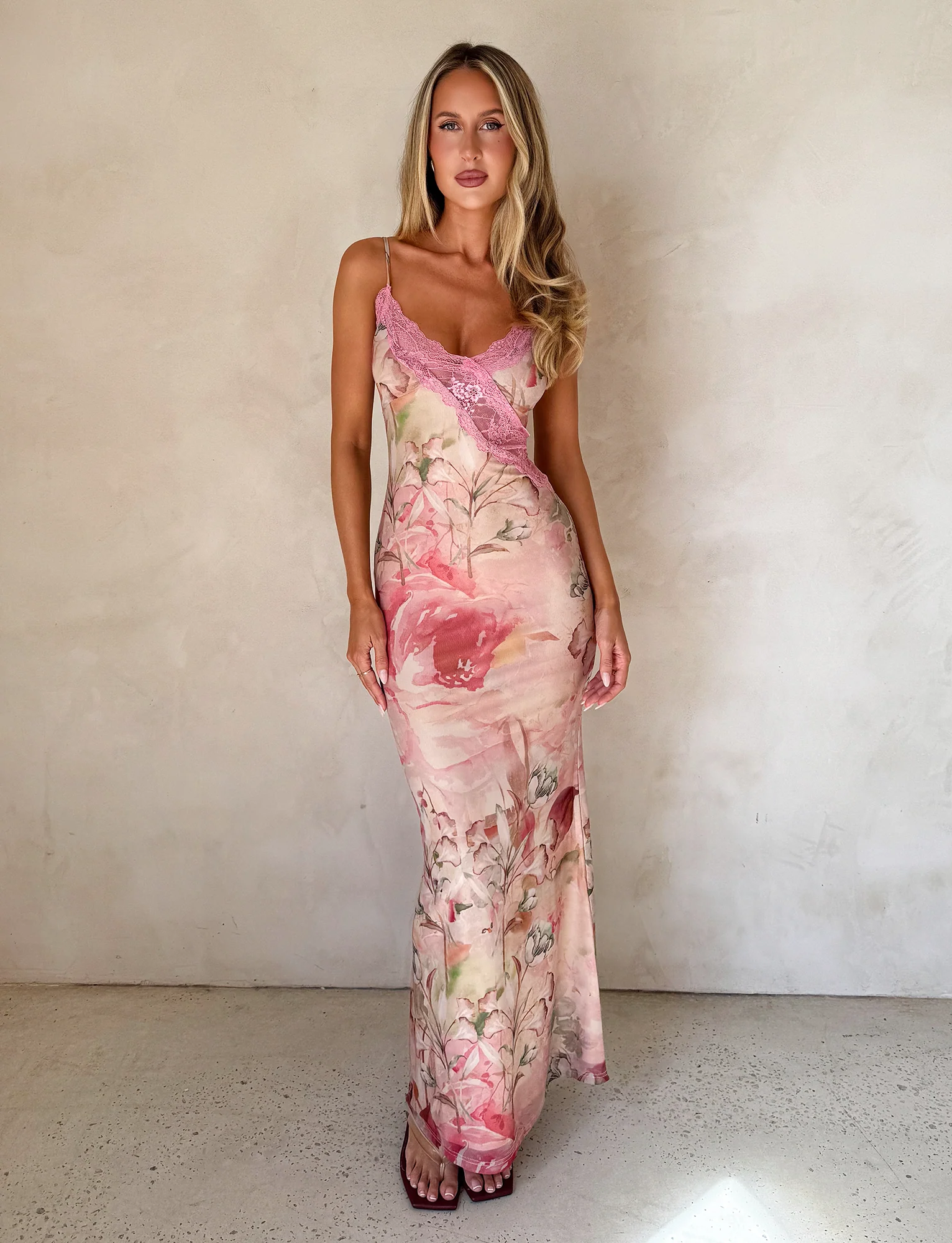 LYRE MAXI DRESS - WATERCOLOUR FLORAL