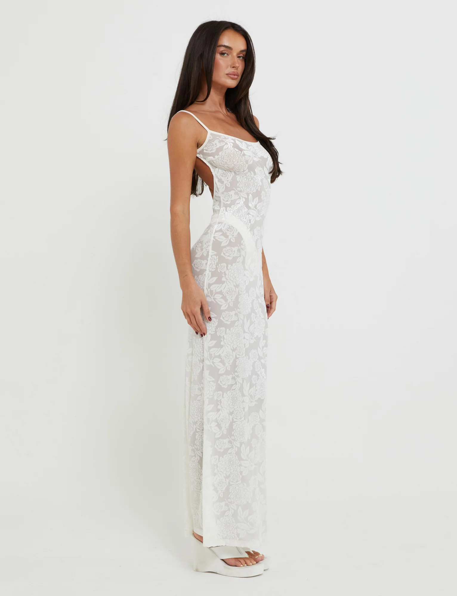 ZUZANNA DRESS - WHITE : BURN OUT : WHITE BURNOUT