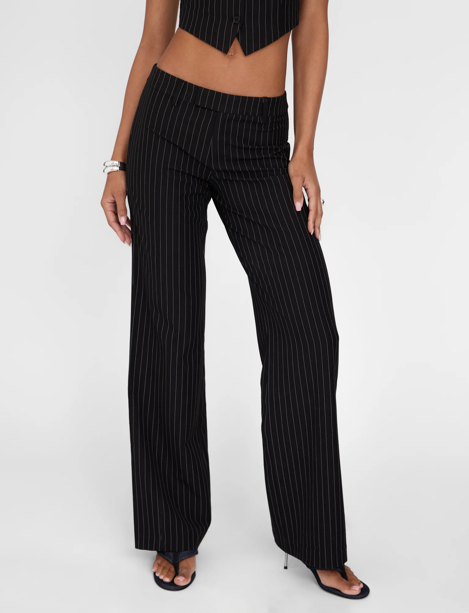 TAMARA PANT - BLACK : PINSTRIPE