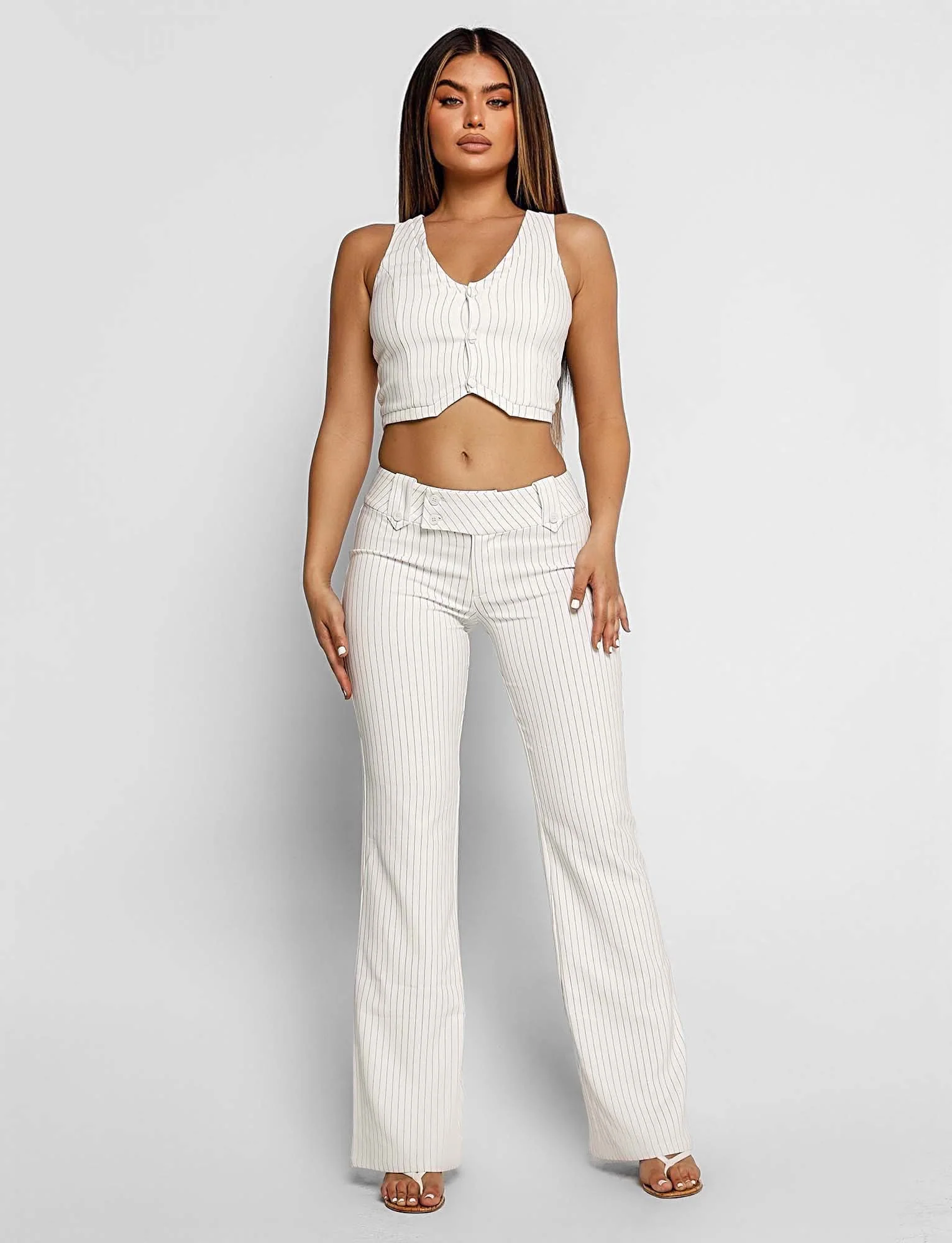 KITTIE PANT - WHITE PINSTRIPE