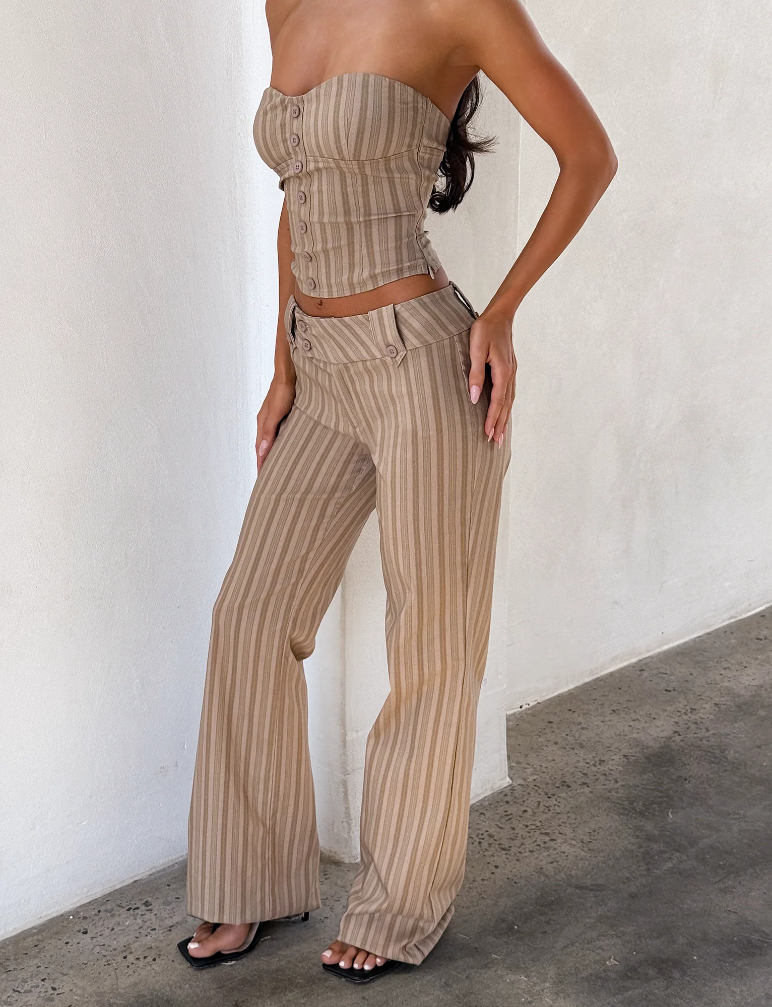 KITTIE PANT - TAUPE STRIPE