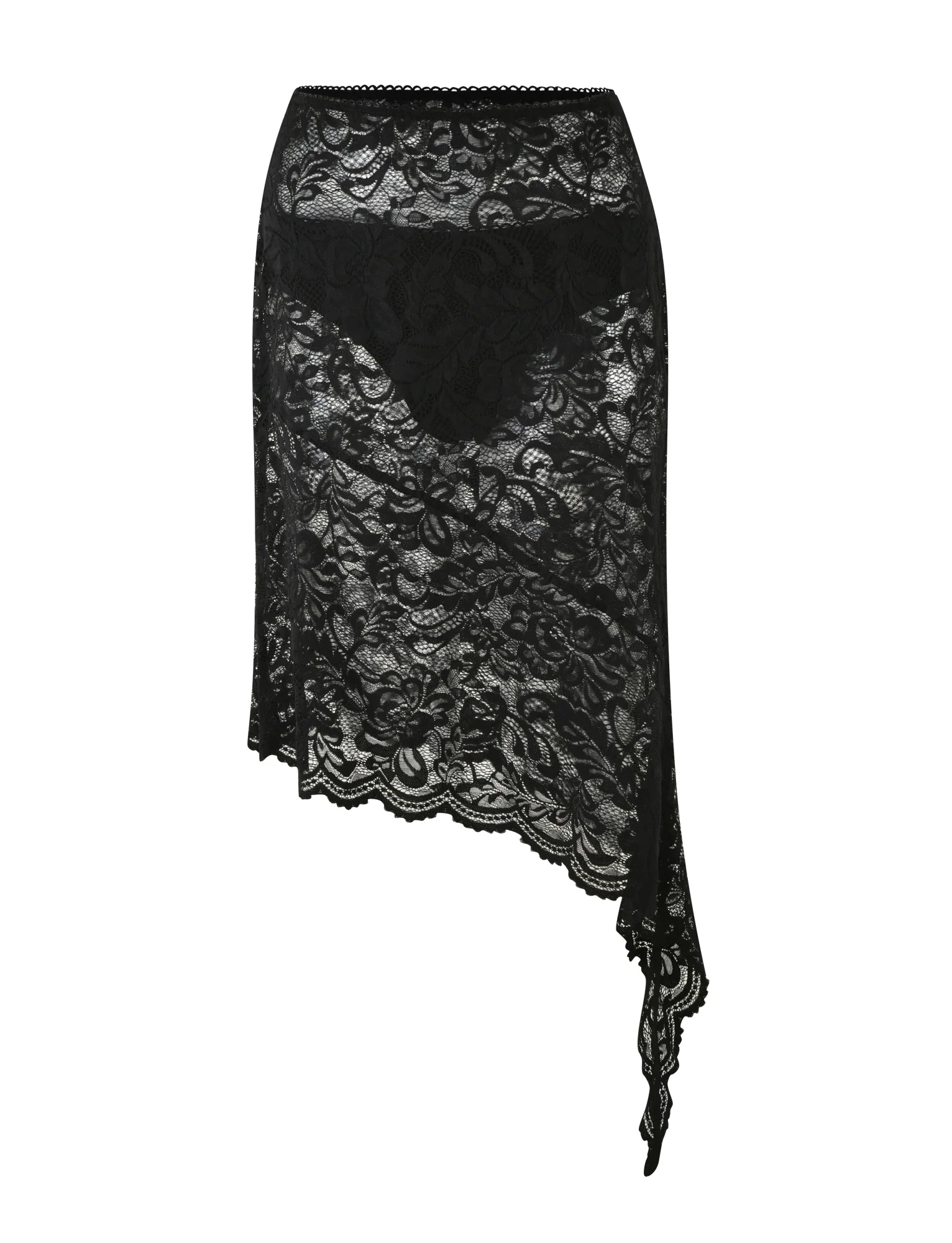 SIYA MIDI SKIRT - BLACK : LACE : BLACK LACE