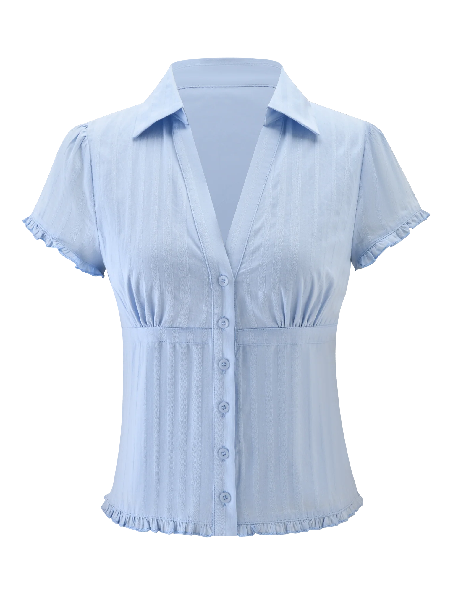 VALERIE SHORT SLEEVE SHIRT - BABY BLUE
