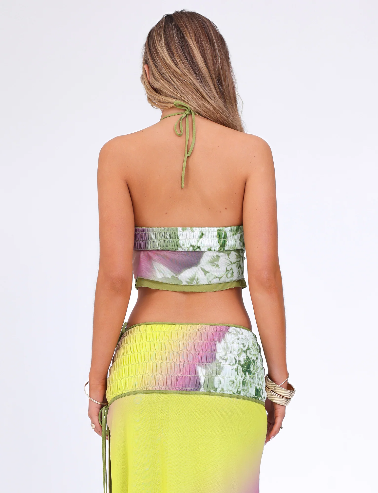 WAVERLY TOP - GREEN : FLORAL : STRIPE