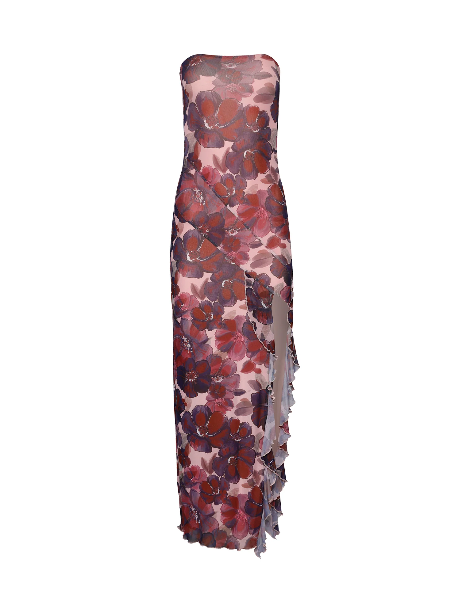 THEO MAXI DRESS - RED : ROMANTIC MACRO FLORAL