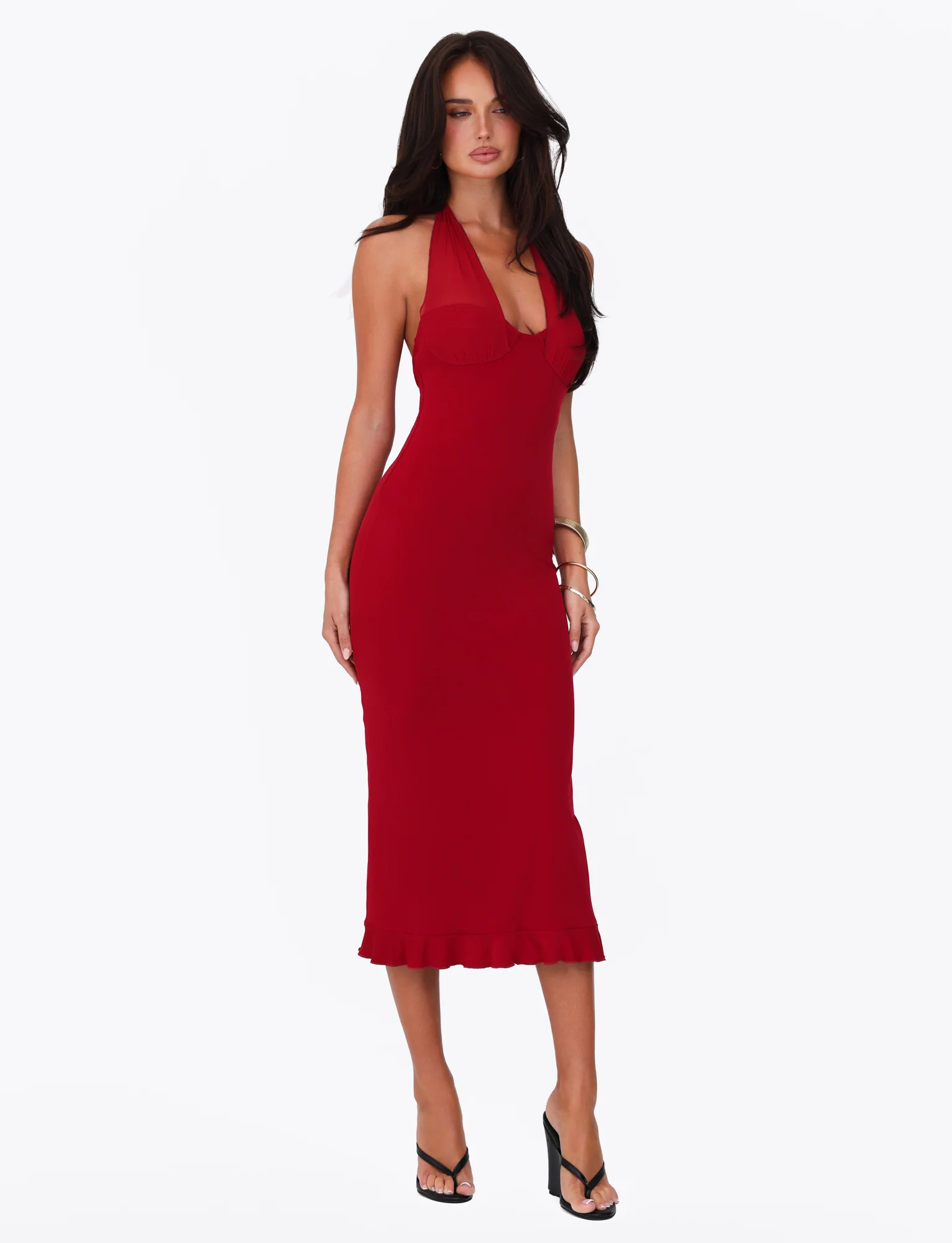 GRANGER MIDI DRESS - RED : CHERRY RED