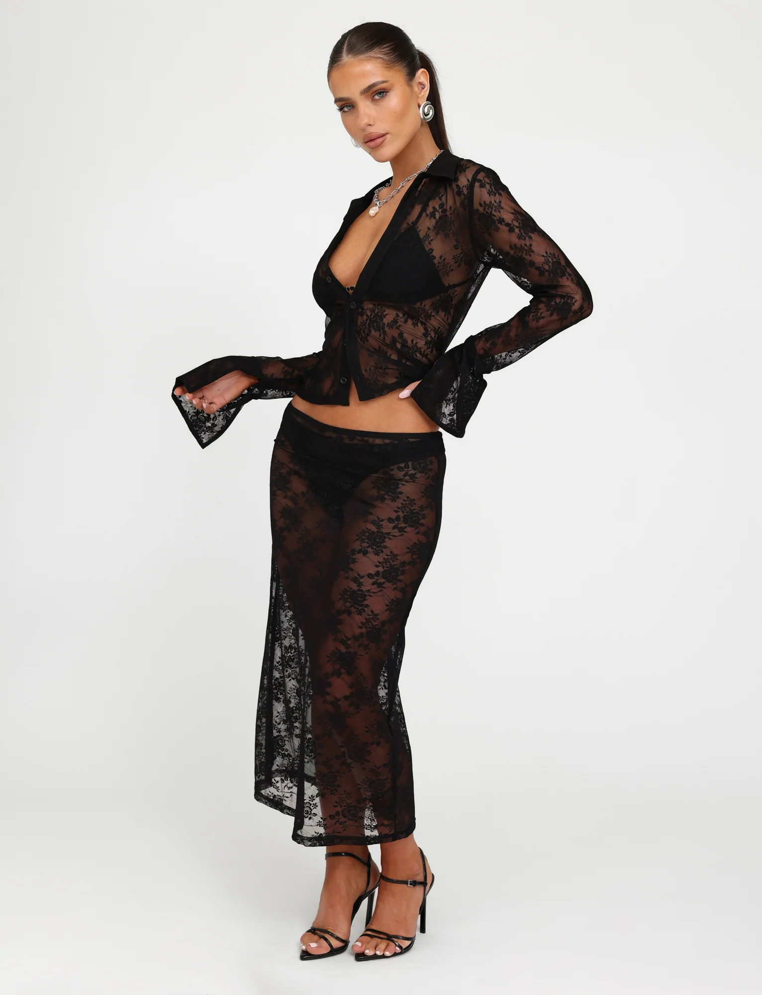 MIRABEL SKIRT - BLACK : BLACK LACE