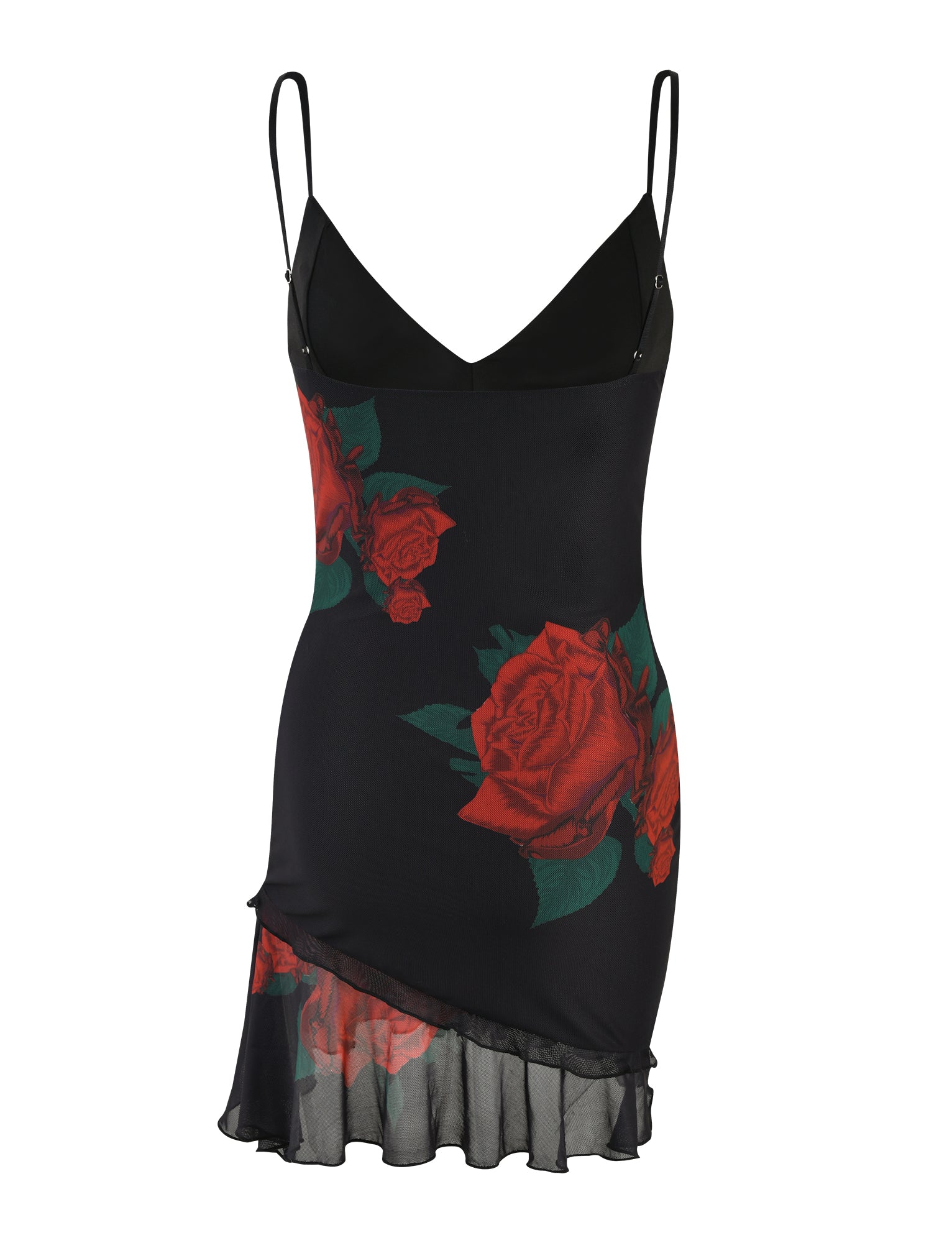 CARLY DRESS - BLACK : MACRO ROSE- RED ROSE