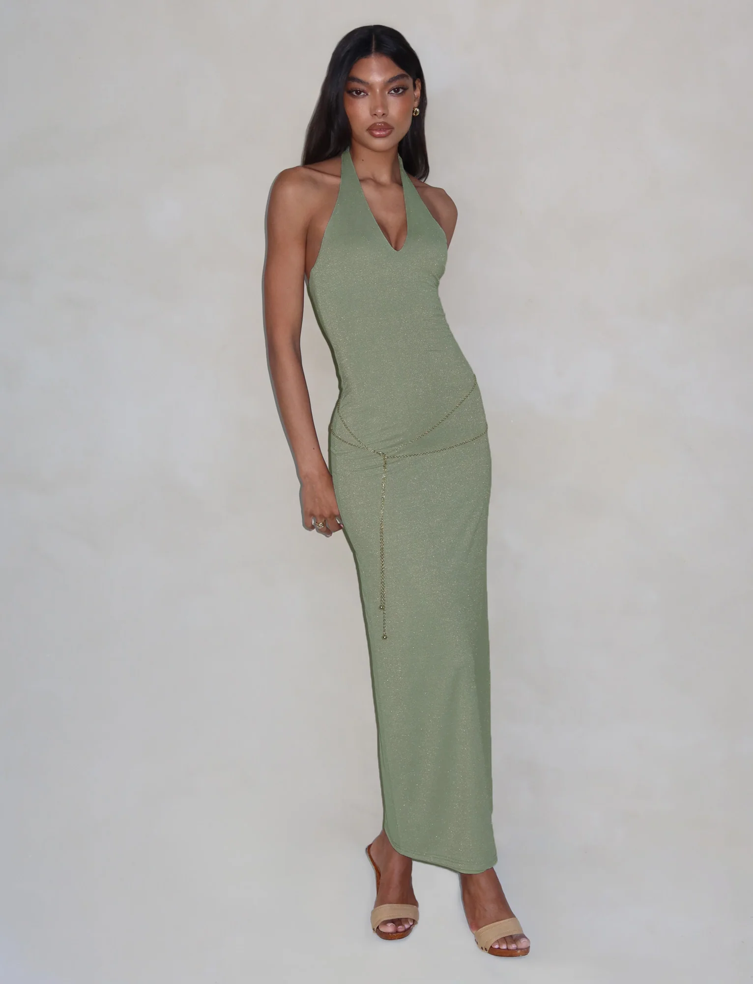 OPELI MAXI DRESS - GREEN SPARKLE
