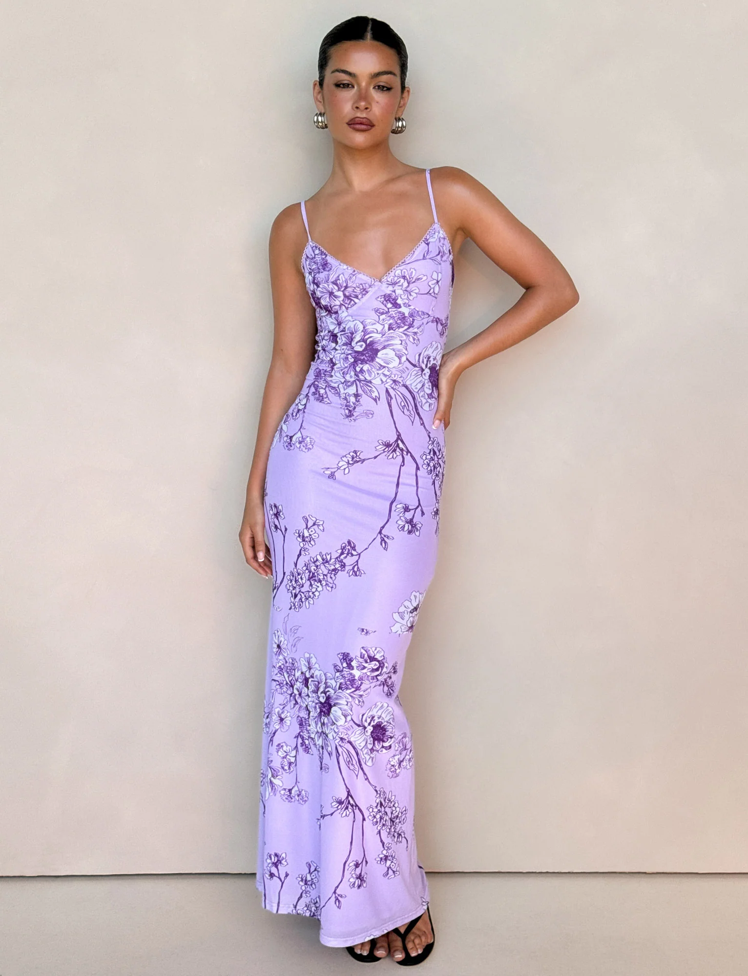JULIANNA DRESS - PURPLE : FLORAL : PURPLE CERAMIC FLORAL