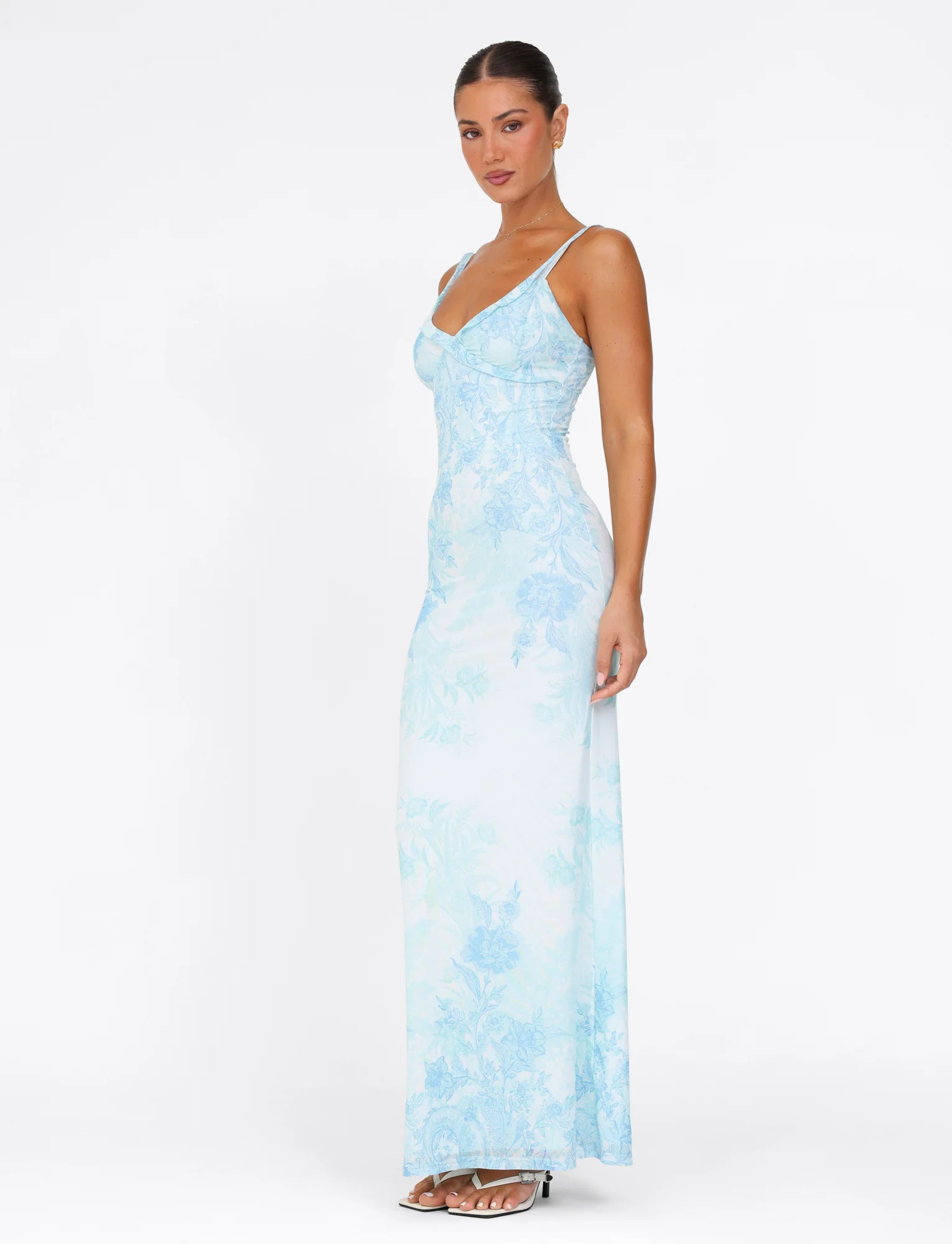 GUILIANNA FRILL MAXI DRESS - BLUE : FLORAL : TAPESTRY