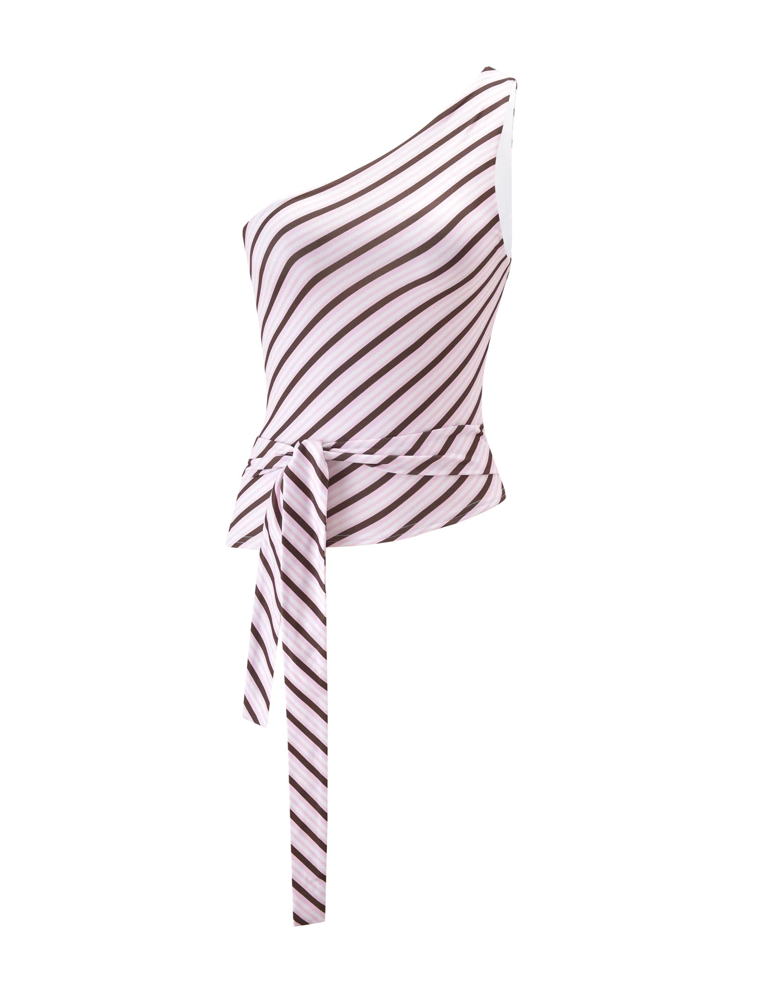 LYLE ONE SHOULDER TOP - PINK STRIPE