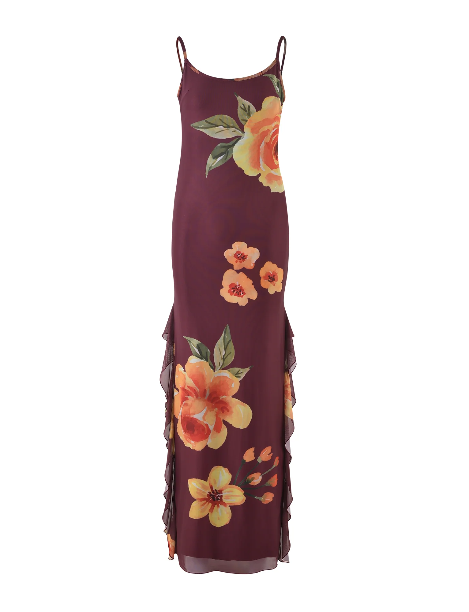 NEVE DRESS - RED : MACRO FLORAL : BURGUNDY FLORAL