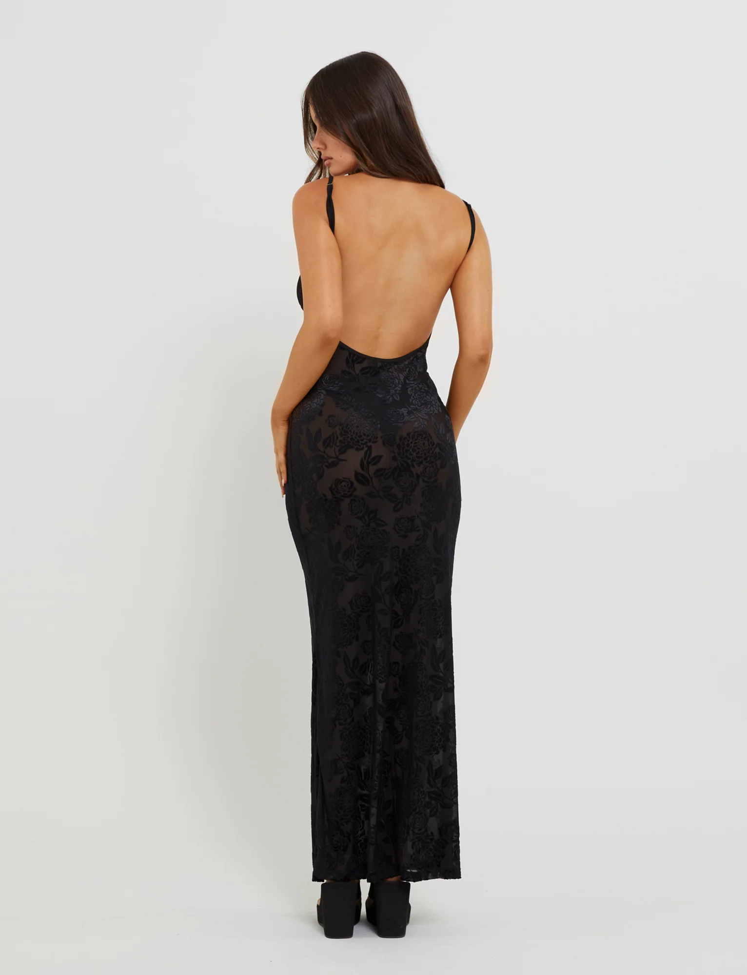 ZUZANNA DRESS - BLACK : BLACK BURNOUT