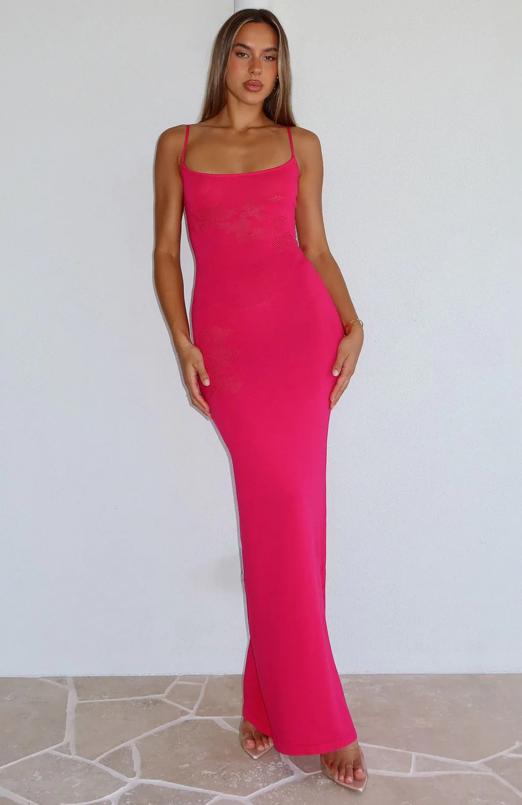 Deep Love Knit Maxi Dress Fuschia
