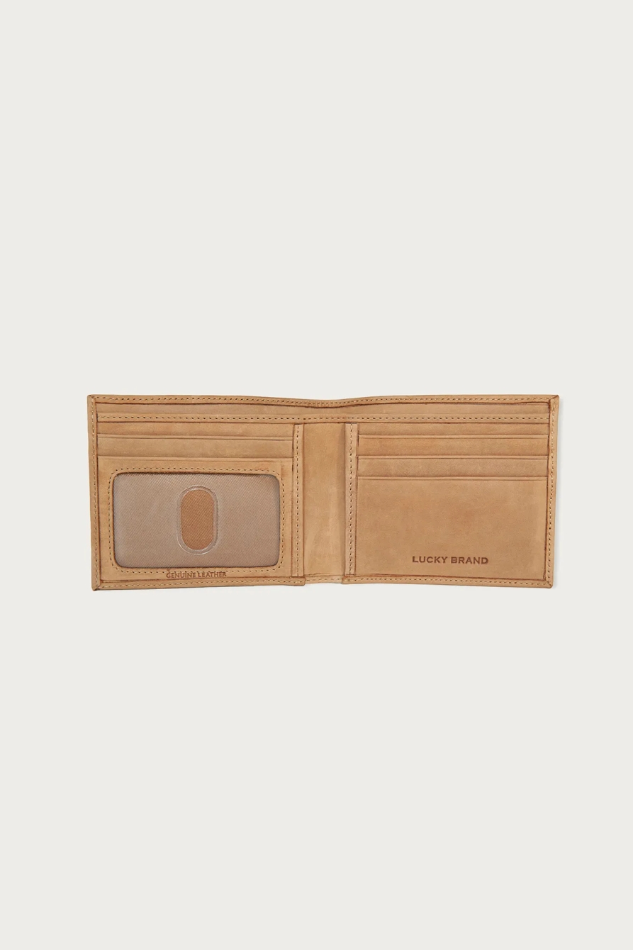 FLAG EMBOSSED LEATHER BIFOLD WALLET - Lucky Brand Outlet